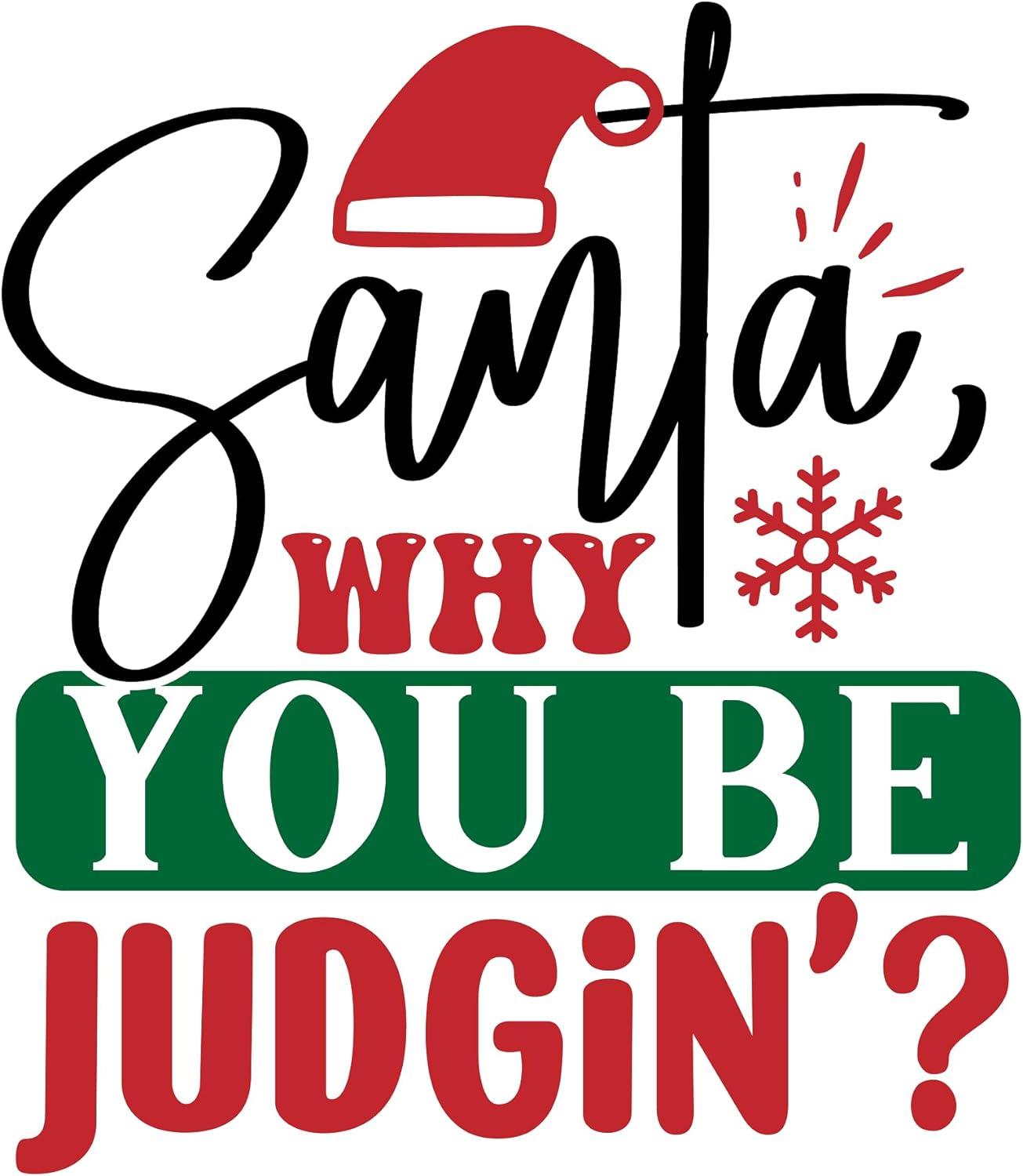 Inspirational Quote Santa Why You Be Judgin's Motivational Sticker Vinyl Decal Motivation Stickers- 5" Vinyl Sticker Waterproof