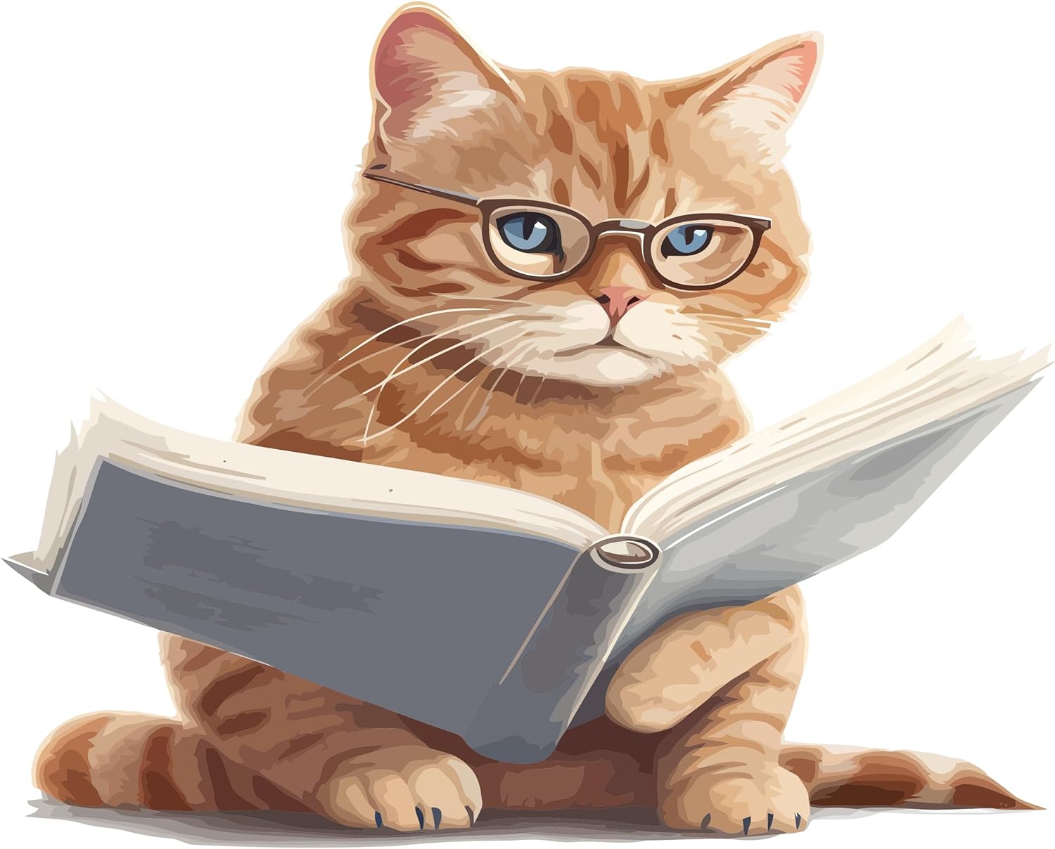 Inspirational Quote Cat With Pretty Glasses Book Reading Motivational Sticker Vinyl Decal Motivation Stickers- 5" Vinyl Sticker Waterproof