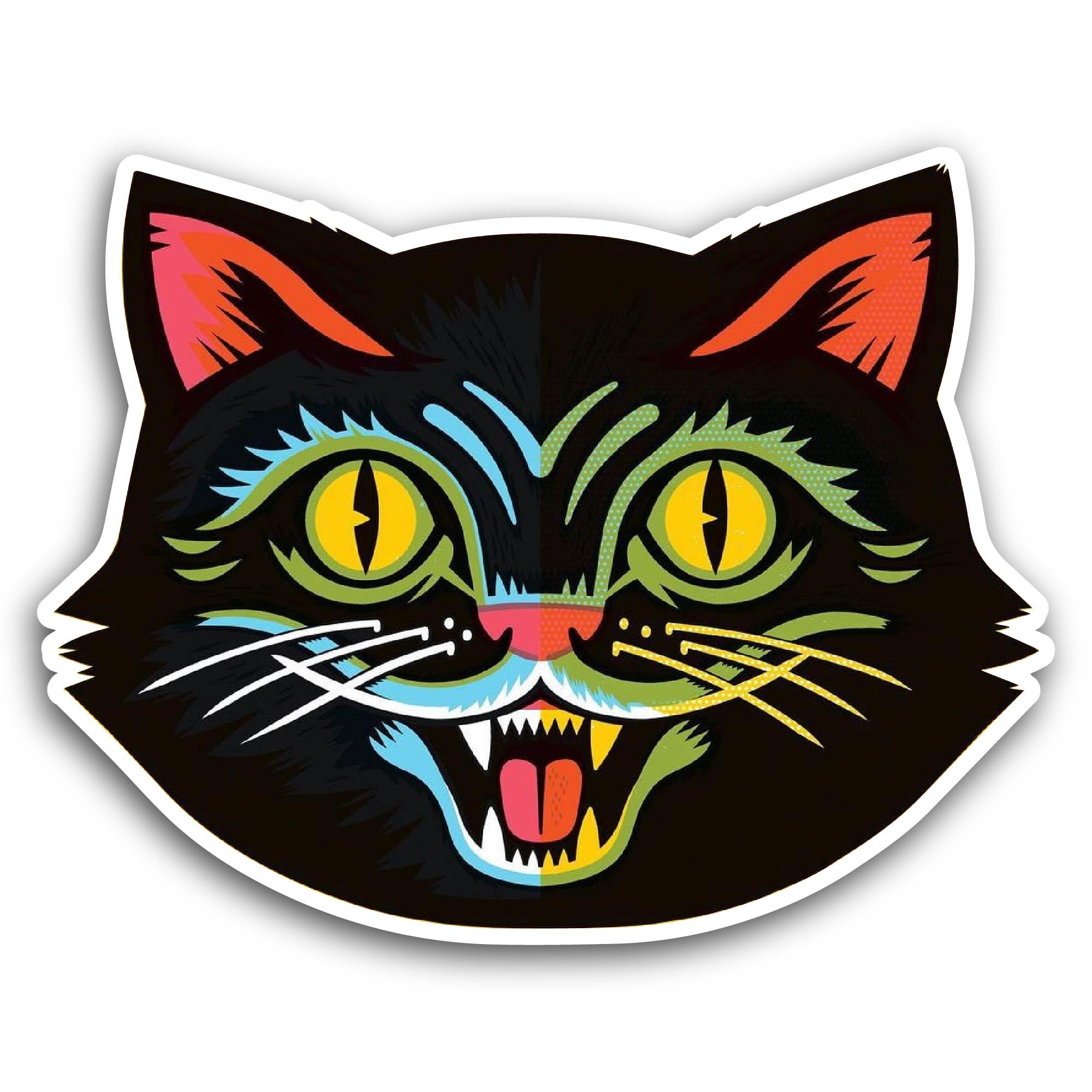 2 (Pieces) 3" and 5" Black Cat Head Sticker, Waterproof Vinyl Decals for Many Purpose Like Cars, Tru