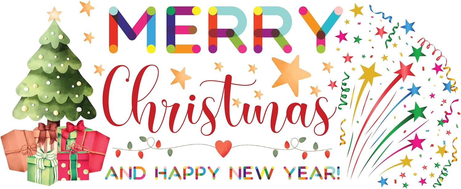 Inspirational Quote Merry Christmas and Happy New Year Motivational Sticker Vinyl Decal Motivation Stickers- 5" Vinyl Sticker Waterproof