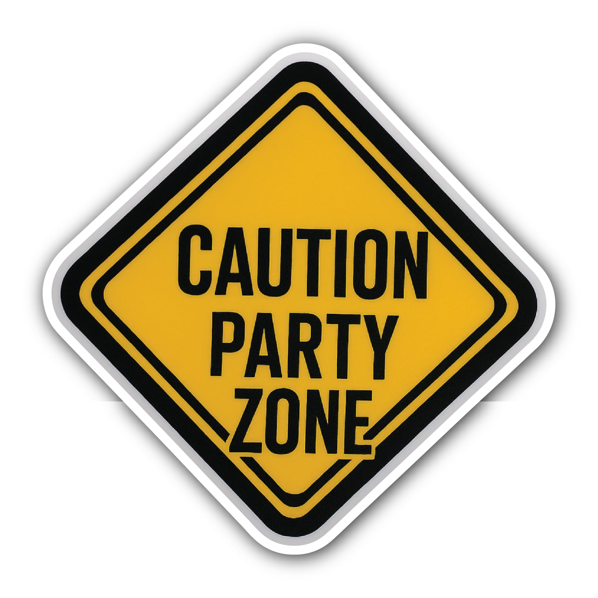 2 (Pieces) 3" and 5" Caution Party Zone Sticker, Waterproof Vinyl Decals for Many Purpose Like Cars,