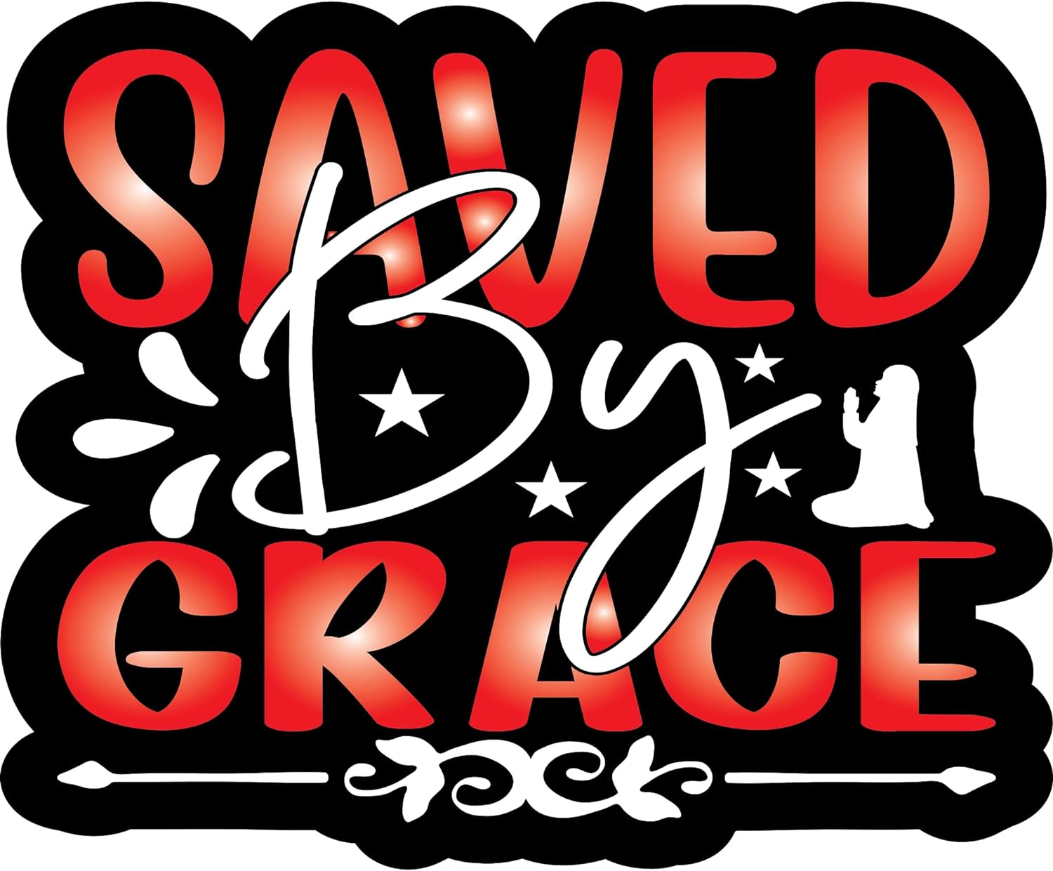 Inspirational Quote "Saved by Grace" Motivational Sticker, Vinyl Decal Motivation Stickers- 5" Vinyl Sticker Waterproof