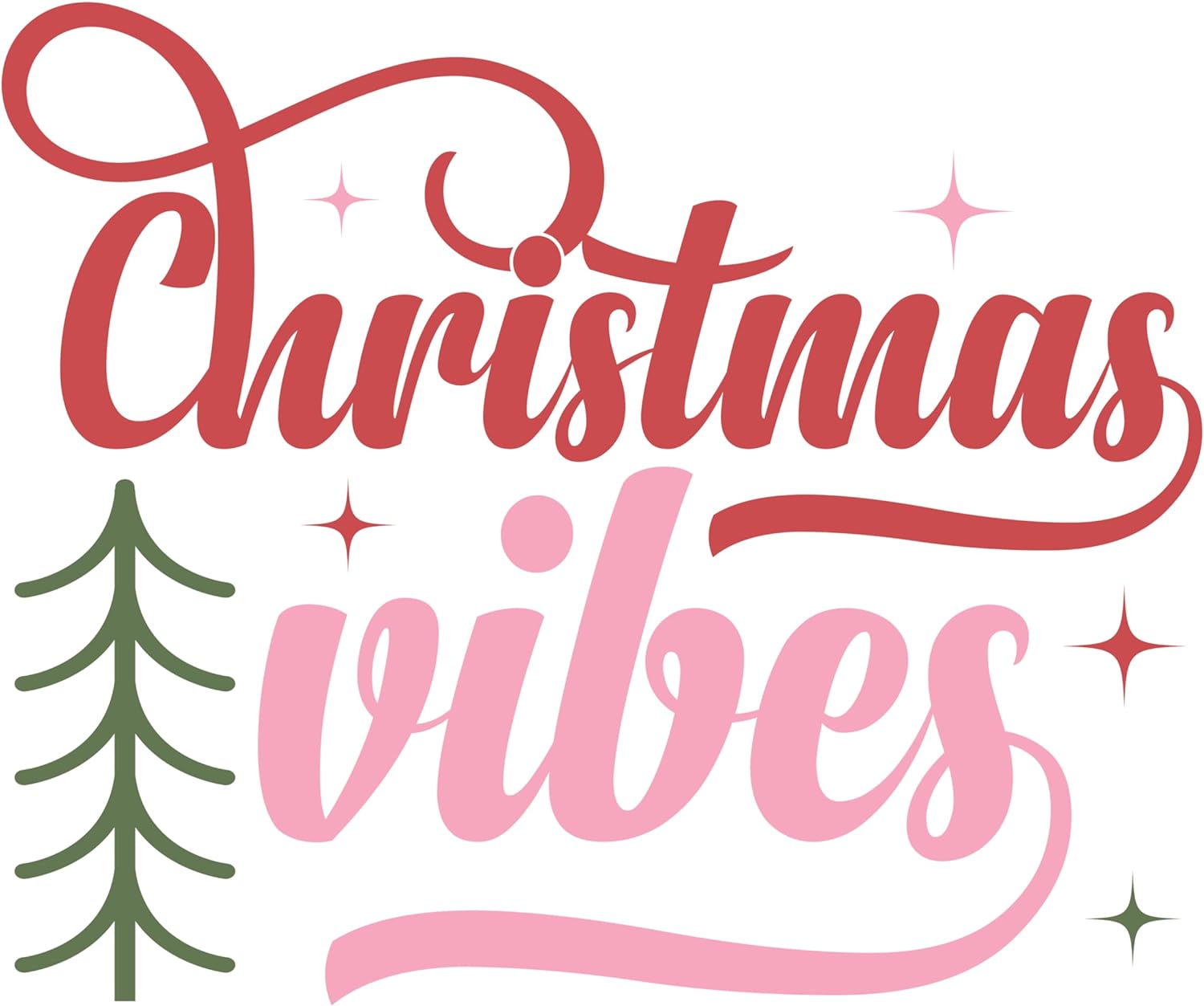 Inspirational Quote Christmas Vibes Green Tree Motivational Sticker Vinyl Decal Motivation Stickers- 5" Vinyl Sticker Waterproof