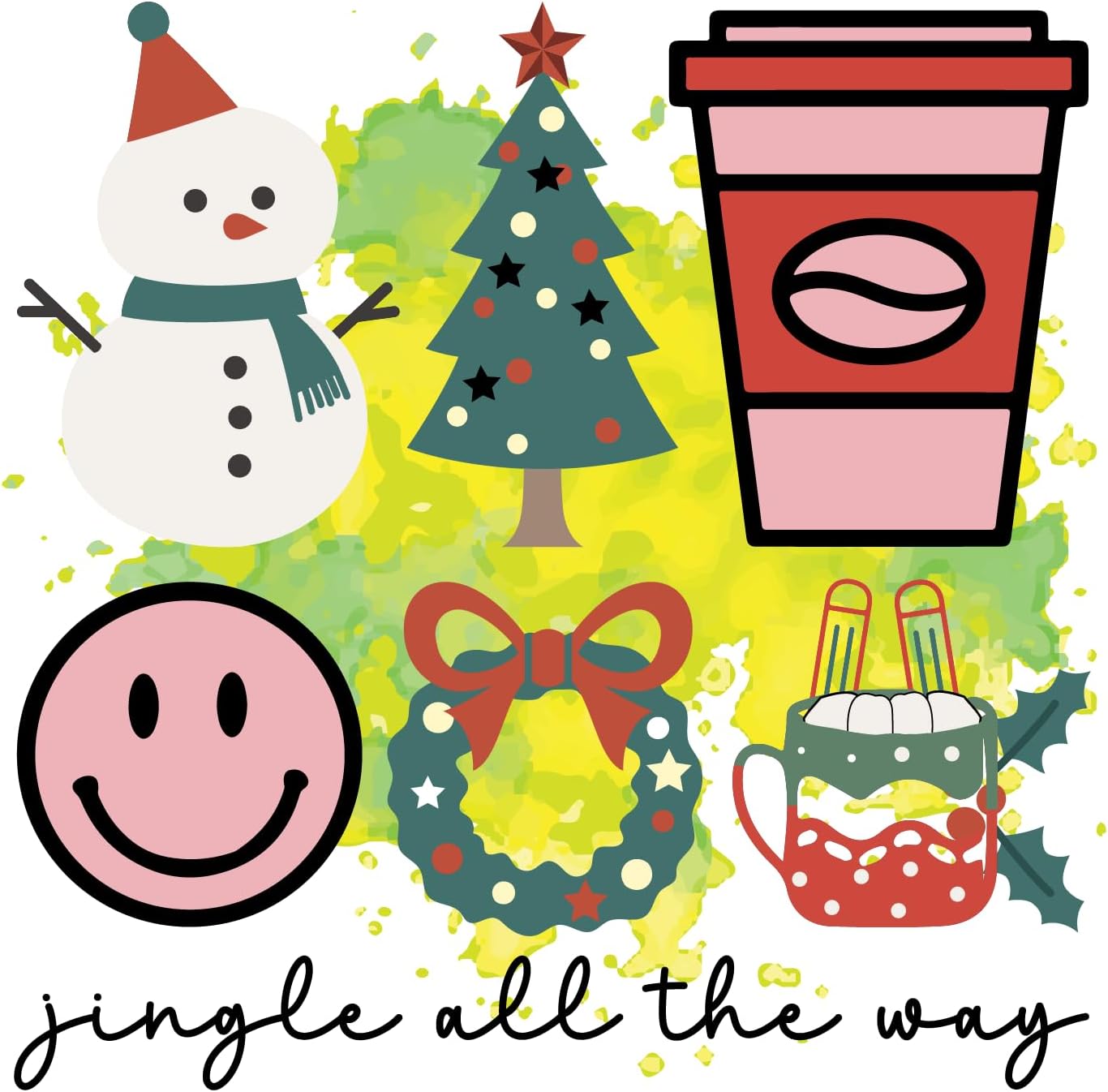 Inspirational Quote Jingle All The Way with Snowman Motivational Sticker Vinyl Decal Motivation Stickers- 5" Vinyl Sticker Waterproof