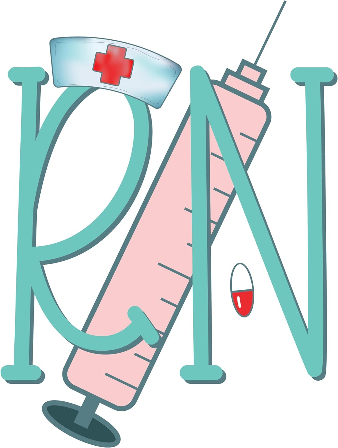 Inspirational Quote "RN with Nurse Equipments" Motivational Sticker Vinyl Decal Motivation Stickers- 5" Vinyl Sticker Waterproof