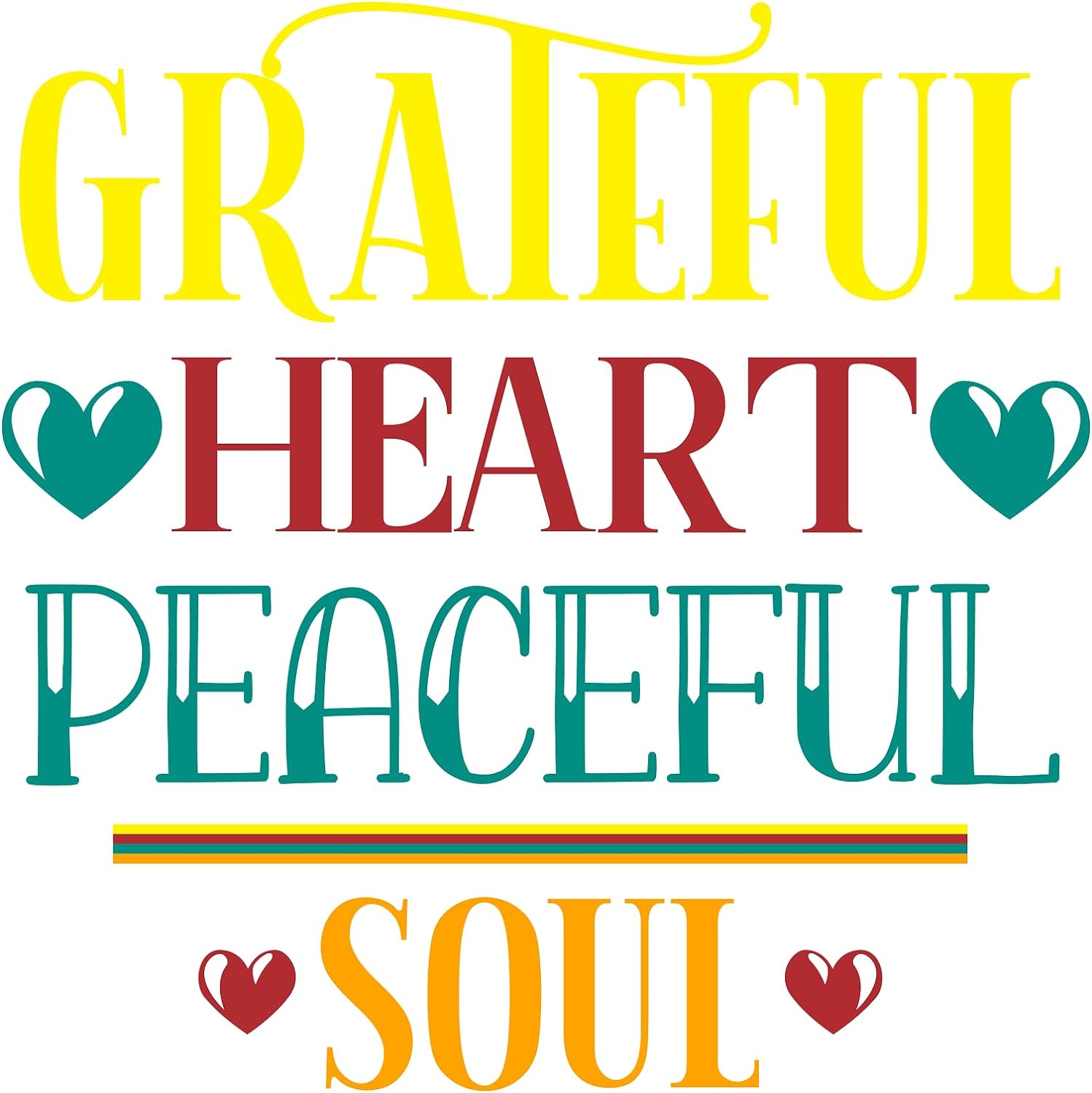 Inspirational Quote Gratefull Heart Peaceful Soul Motivational Sticker Vinyl Decal Motivation Stickers- 5" Vinyl Sticker Waterproof