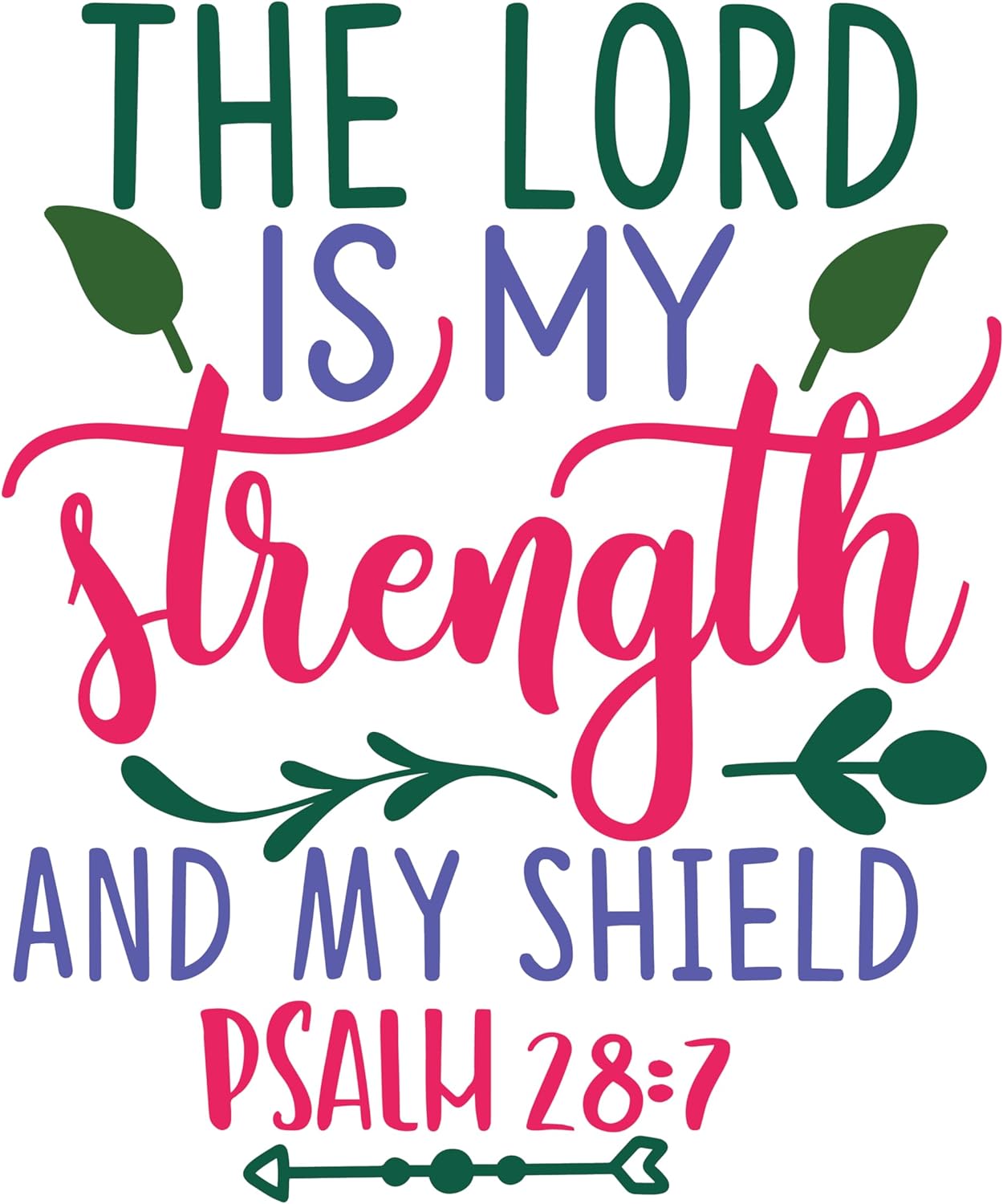 Inspirational Quote "The Lord is My Strength And My Shield PSALM 28:7, Sticker Gift" Motivational Sticker Vinyl Decal Motivation Stickers- 5" Vinyl Sticker Waterproof