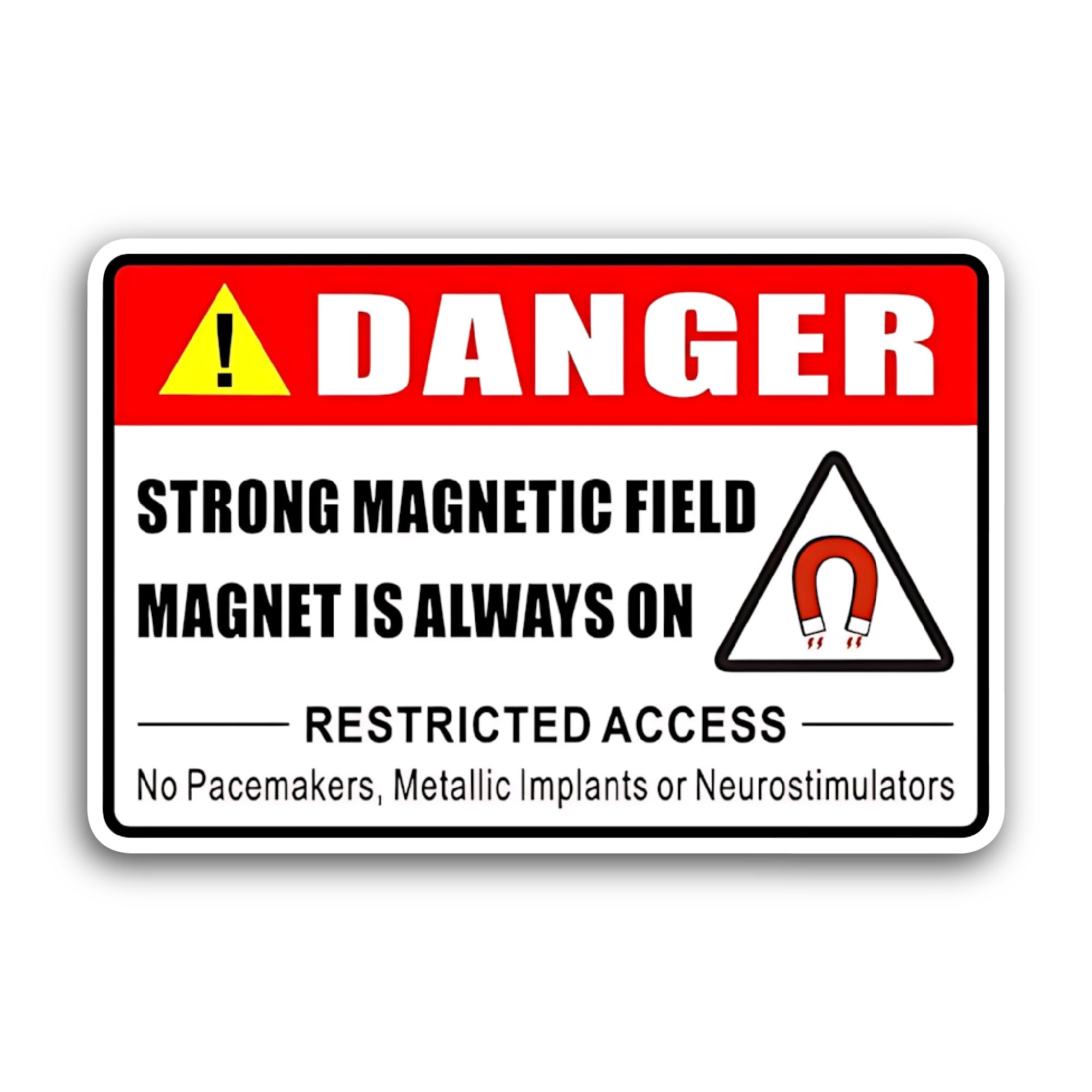2 (Pieces) 3" and 5" Danger Strong Magnetic Field Symbol Sticker, Waterproof Vinyl Decals for Many P