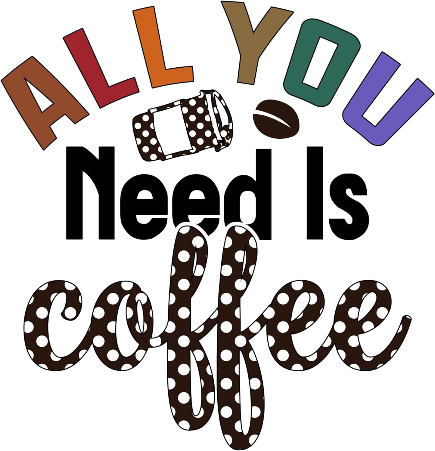 Inspirational Quote "All You Need is Coffee" Motivational Sticker Vinyl Decal Motivation Stickers- 5" Vinyl Sticker Waterproof