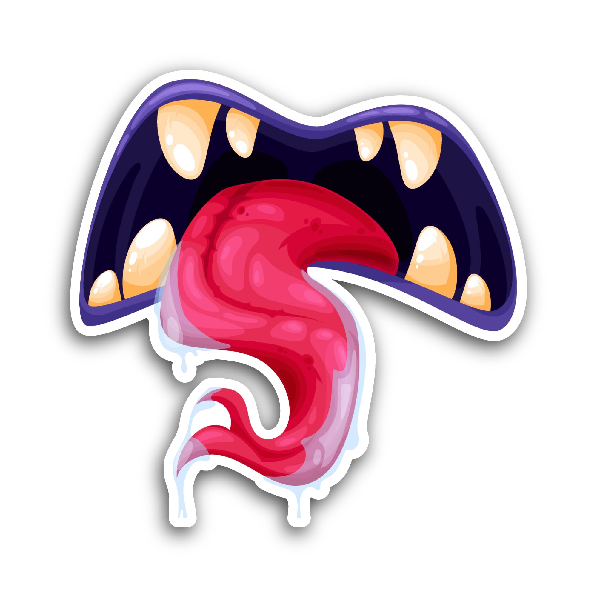2 (Pieces) 3" and 5" Monster Open Mouth with Violet Lips Sticker, Waterproof Vinyl Decals for Many P