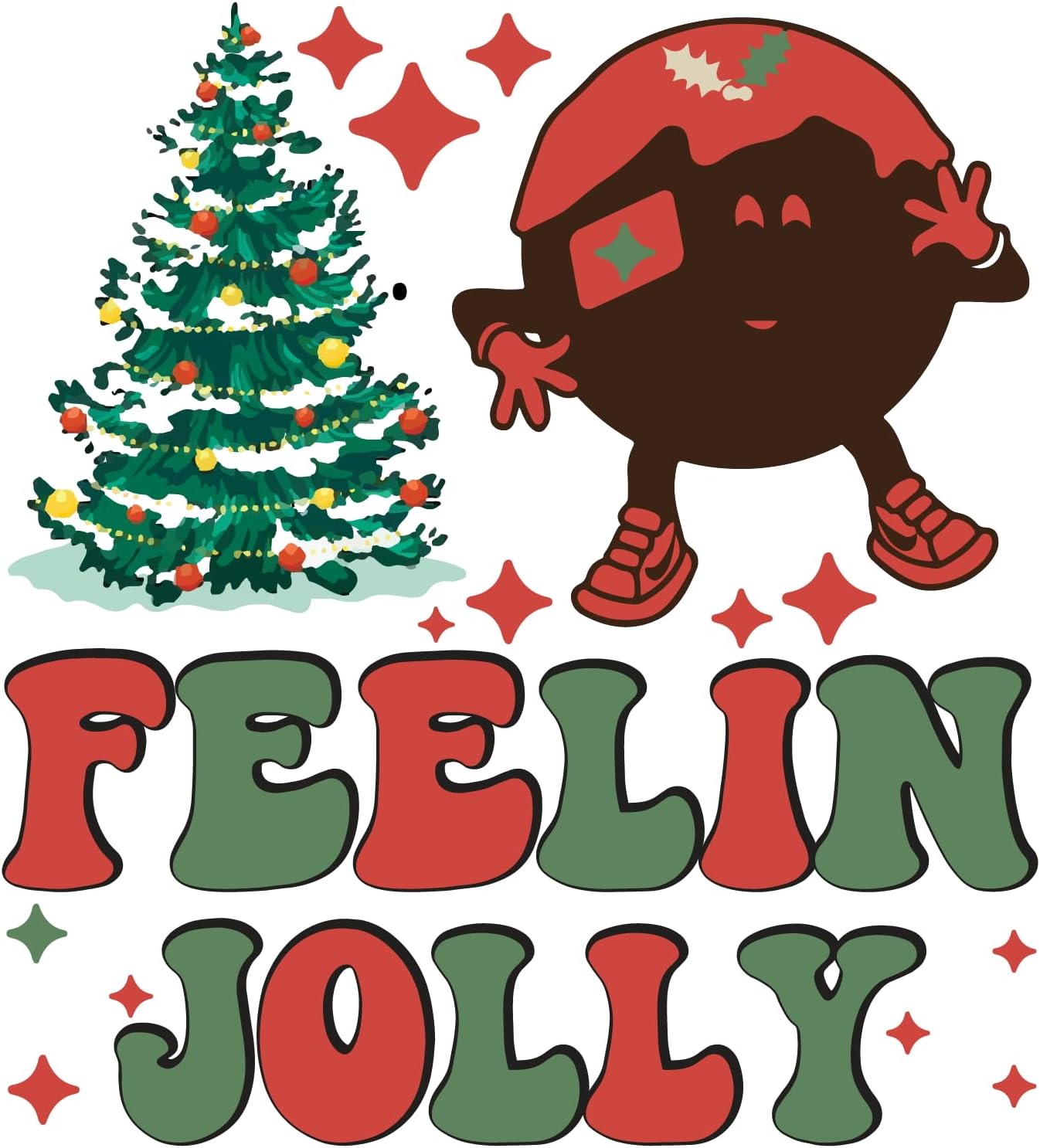 Inspirational Quote Feelin Jolly with Xmas Tree Motivational Sticker Vinyl Decal Motivation Stickers- 5" Vinyl Sticker Waterproof