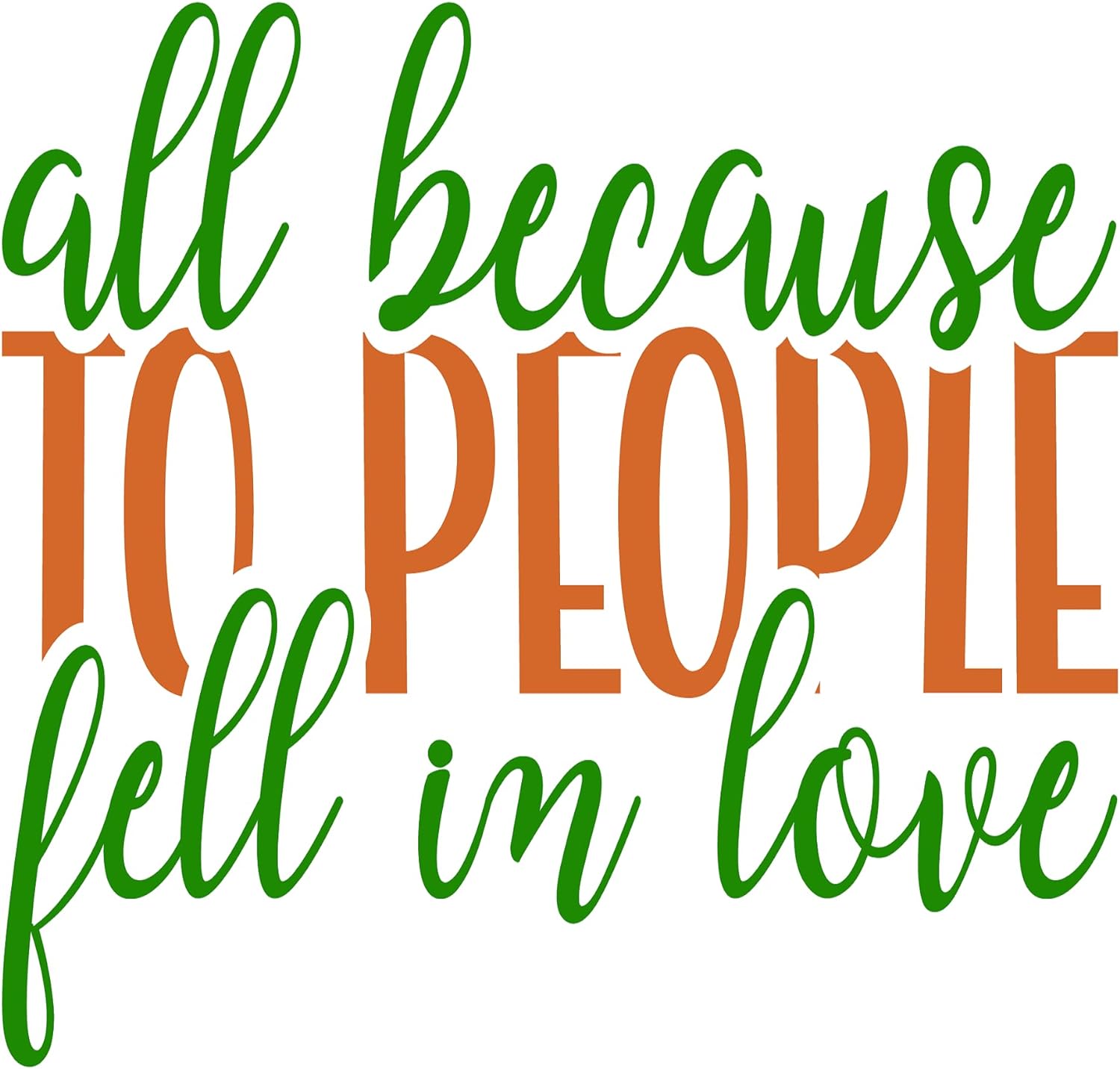 Inspirational Quote "All Because Two People Fell in Love" Motivational Sticker Vinyl Decal Motivation Stickers- 5" Vinyl Sticker Waterproof
