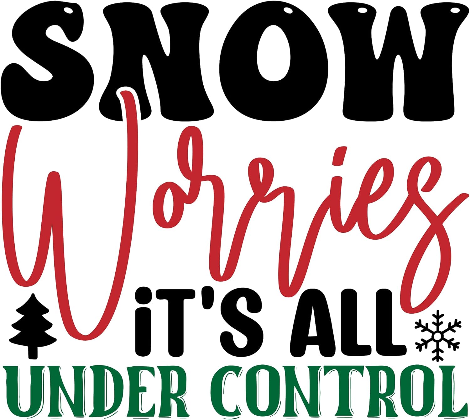 Inspirational Quote Snow Worries It's All Under Control Motivational Sticker Vinyl Decal Motivation Stickers- 5" Vinyl Sticker Waterproof