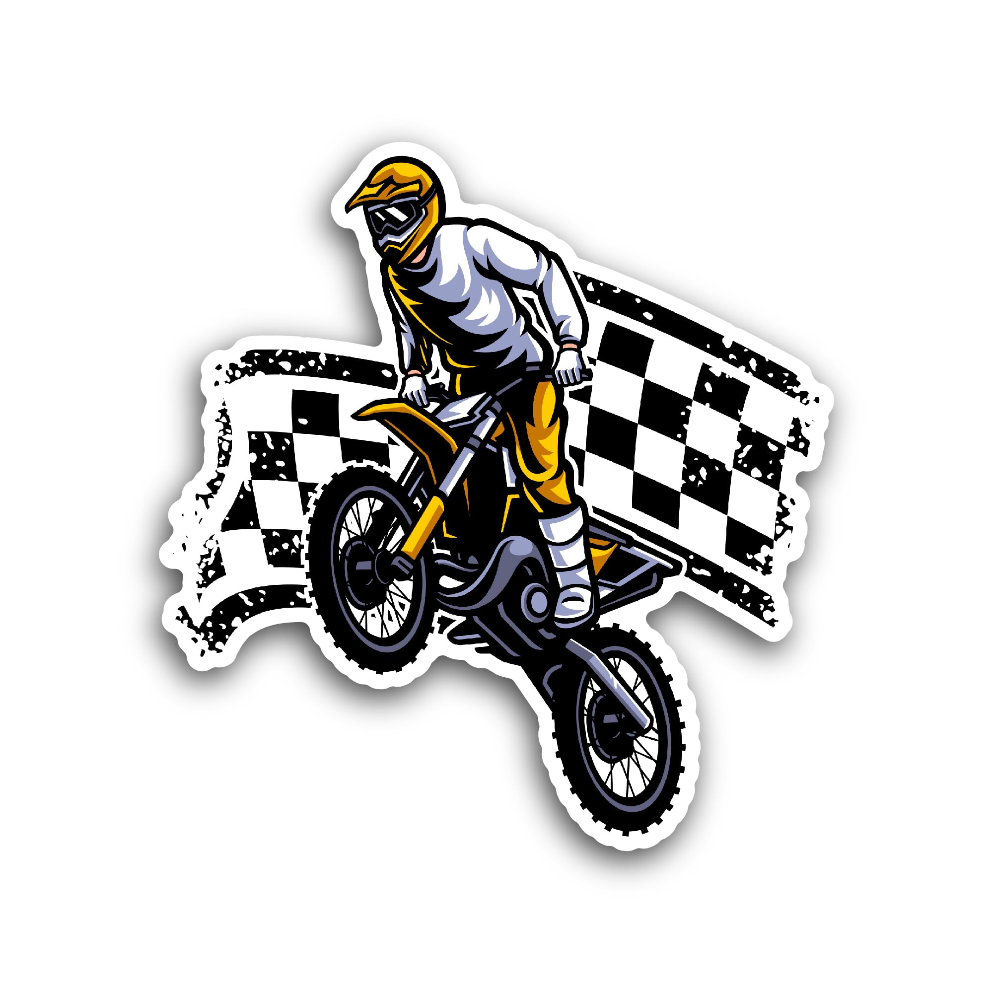 2 (Pieces) 3" and 5" Moto Cross Sticker, Waterproof Vinyl Decals for Many Purpose Like Cars, Trucks,