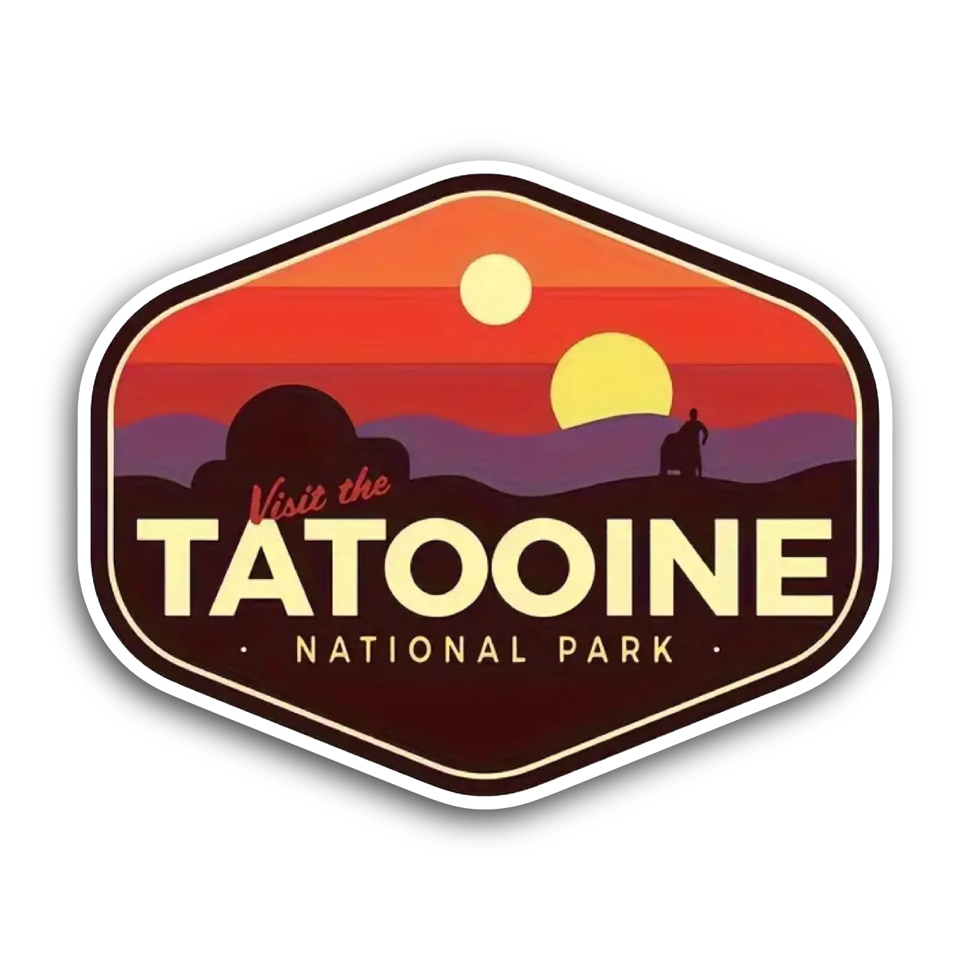 2 (Pieces) 3" and 5" Tatooine National Park Sticker, Waterproof Vinyl Decals for Many Purpose Like C