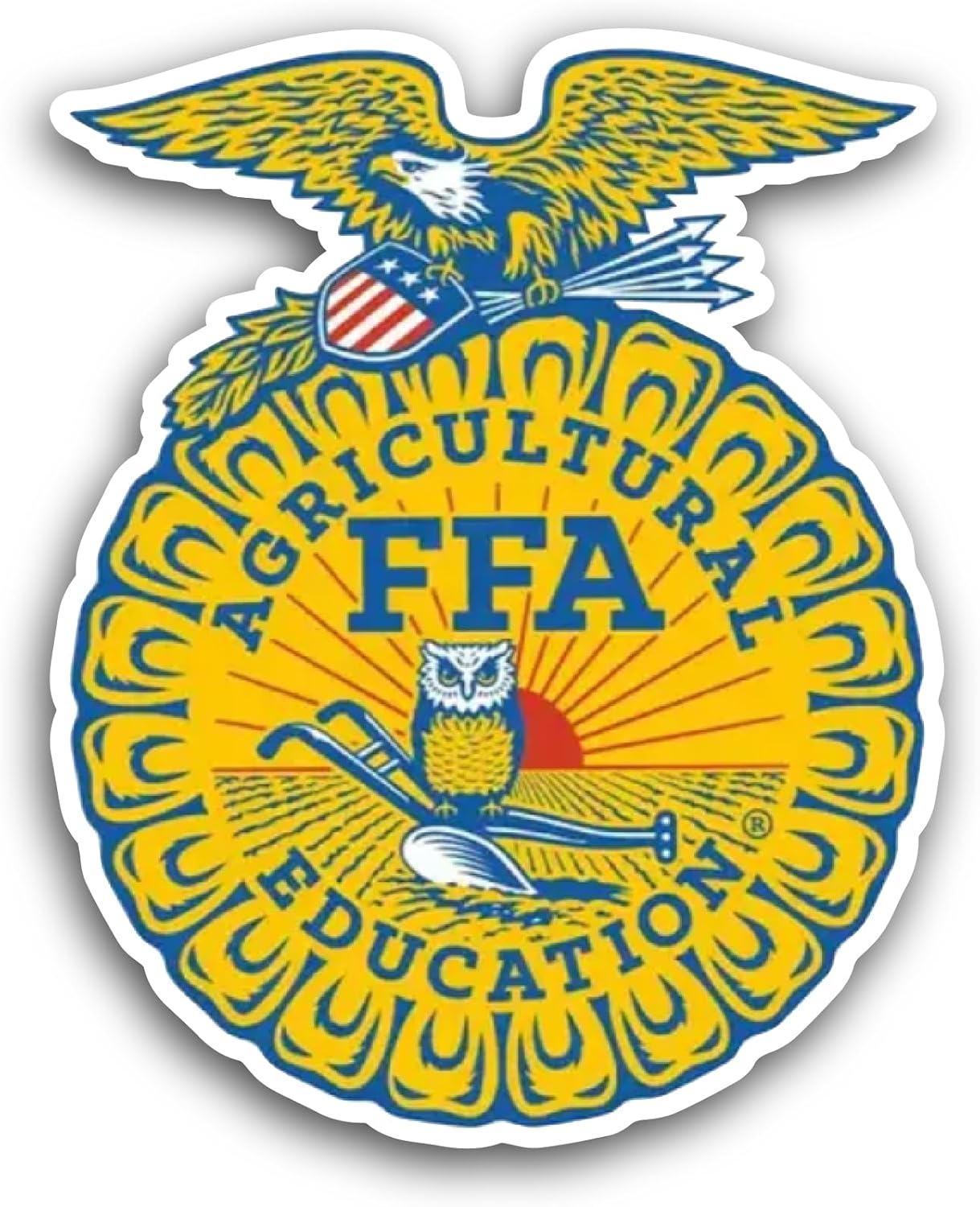 2 (Pieces) 3" and 5" Agricultural FFA Sticker, Waterproof Vinyl Decals for Many Purpose Like Cars, Trucks, Laptops, Phones, Windows and More