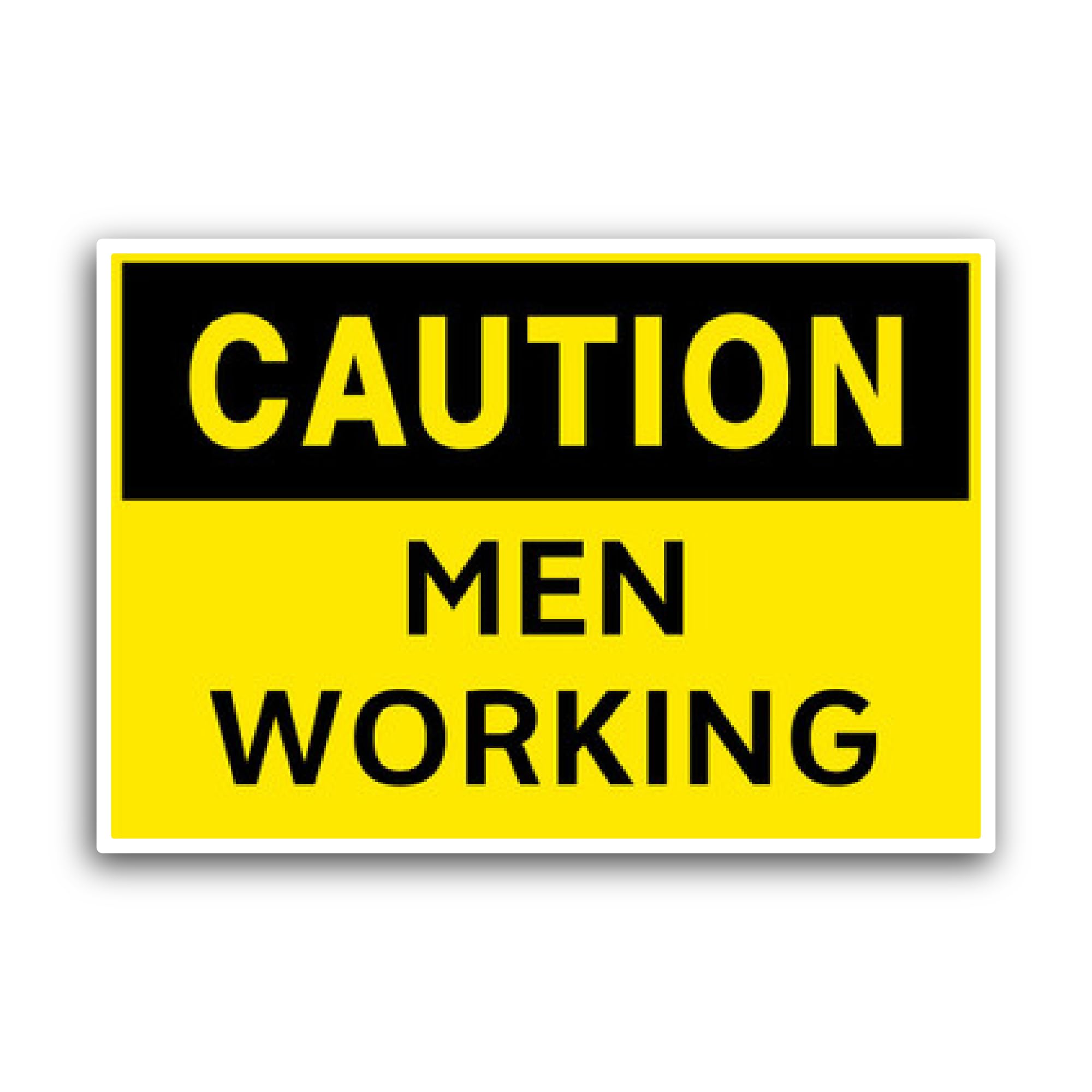 2 (Pieces) 3" and 5" Caution: Men Working Sticker, Waterproof Vinyl Decals for Many Purpose Like Car