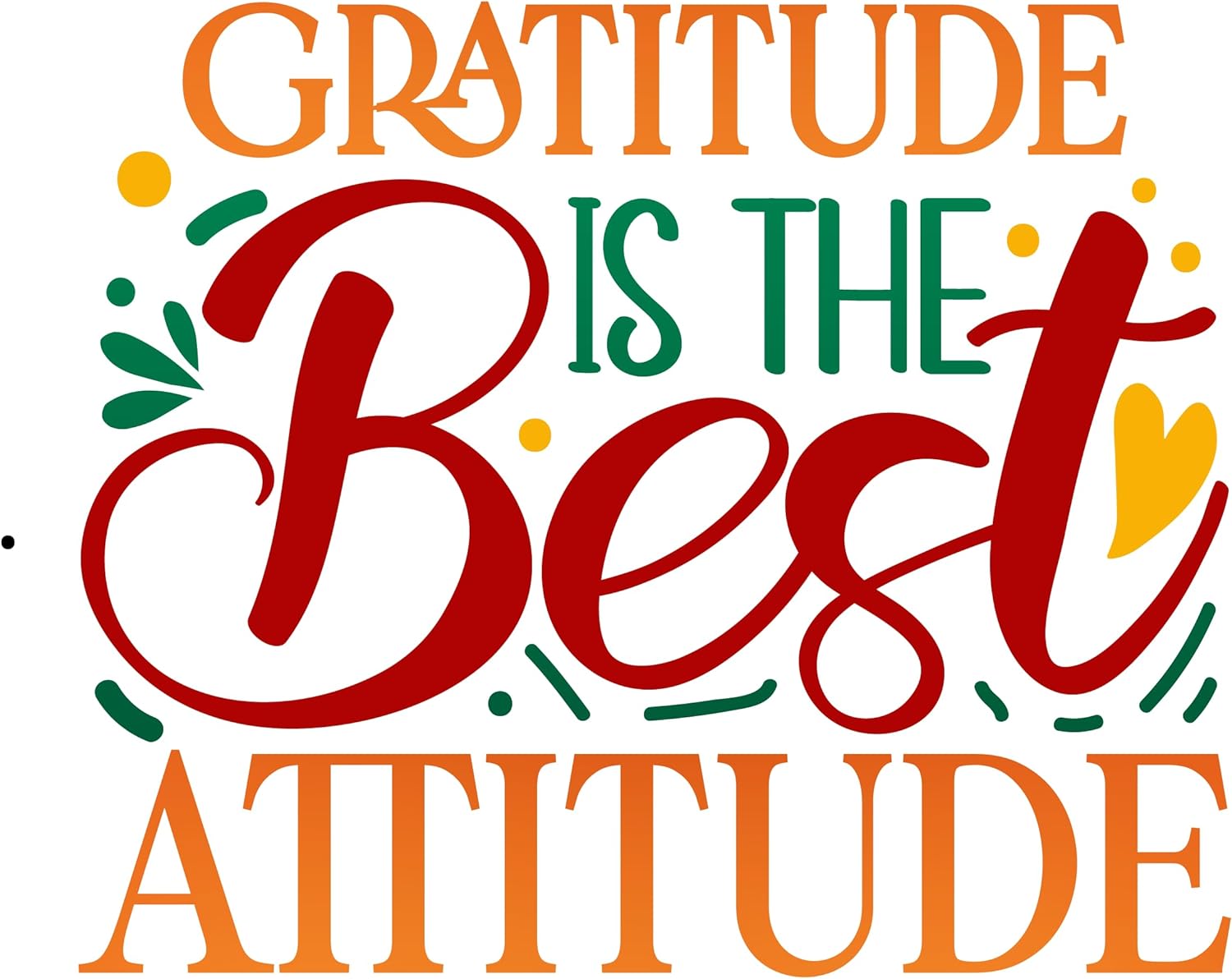 Inspirational Quote Gratitude Is The Best Attitude Motivational Sticker Vinyl Decal Motivation Stickers- 5" Vinyl Sticker Waterproof