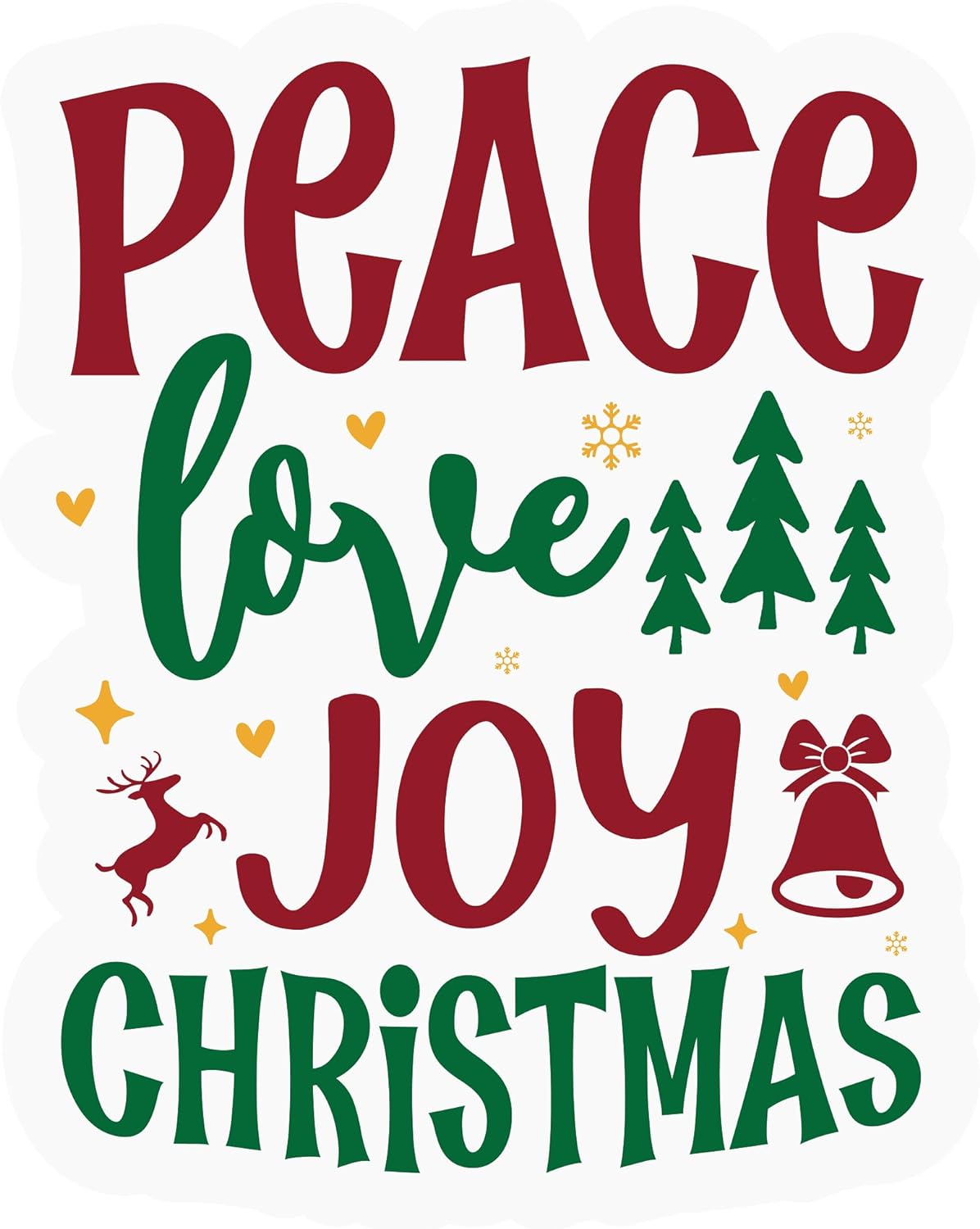 Inspirational Quote Peace Love Joy Christmas Motivational Sticker Vinyl Decal Motivation Stickers- 5" Vinyl Sticker Waterproof