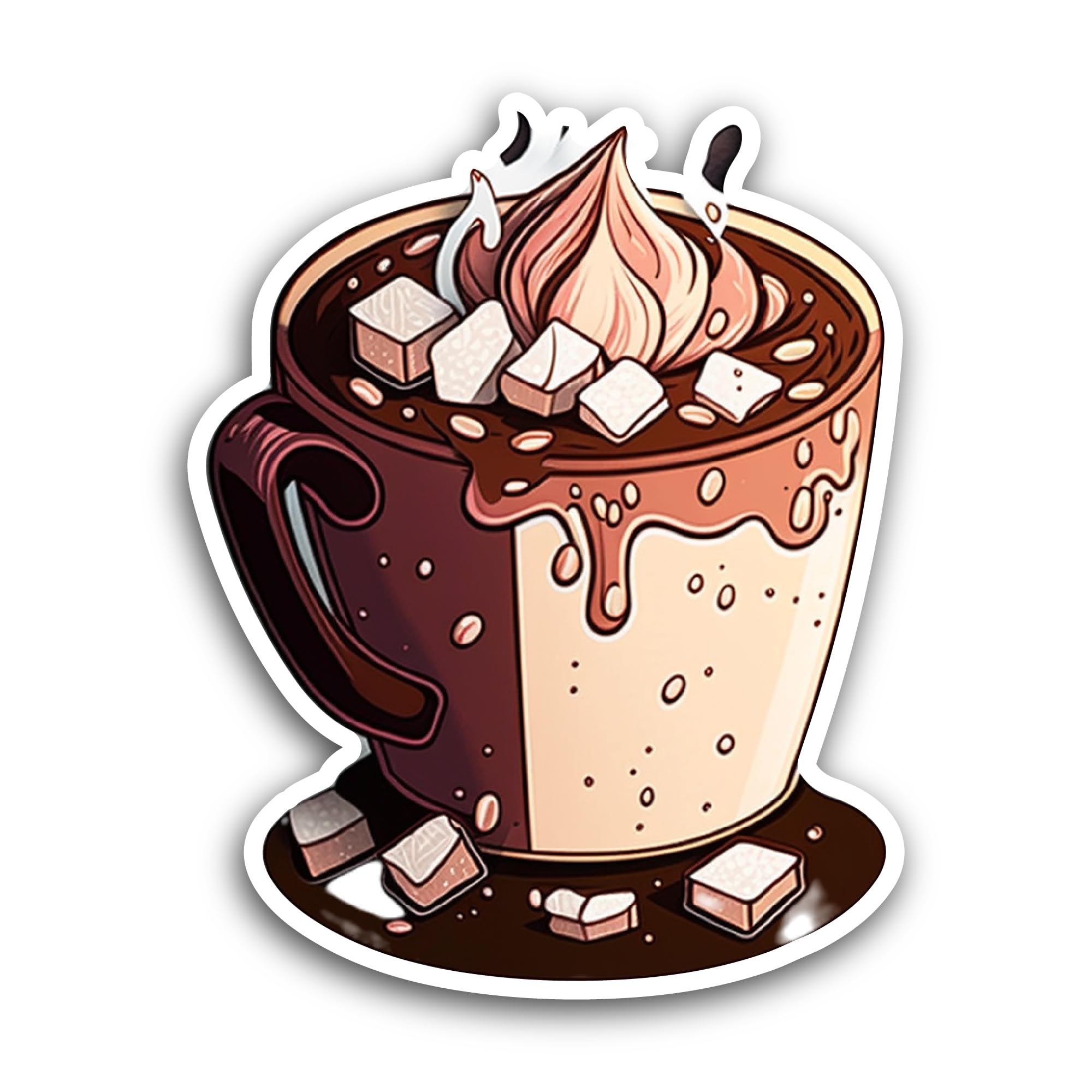 2 (Pieces) 3" and 5" Hot Chocolate Sticker, Waterproof Vinyl Decals for Many Purpose Like Cars, Truc