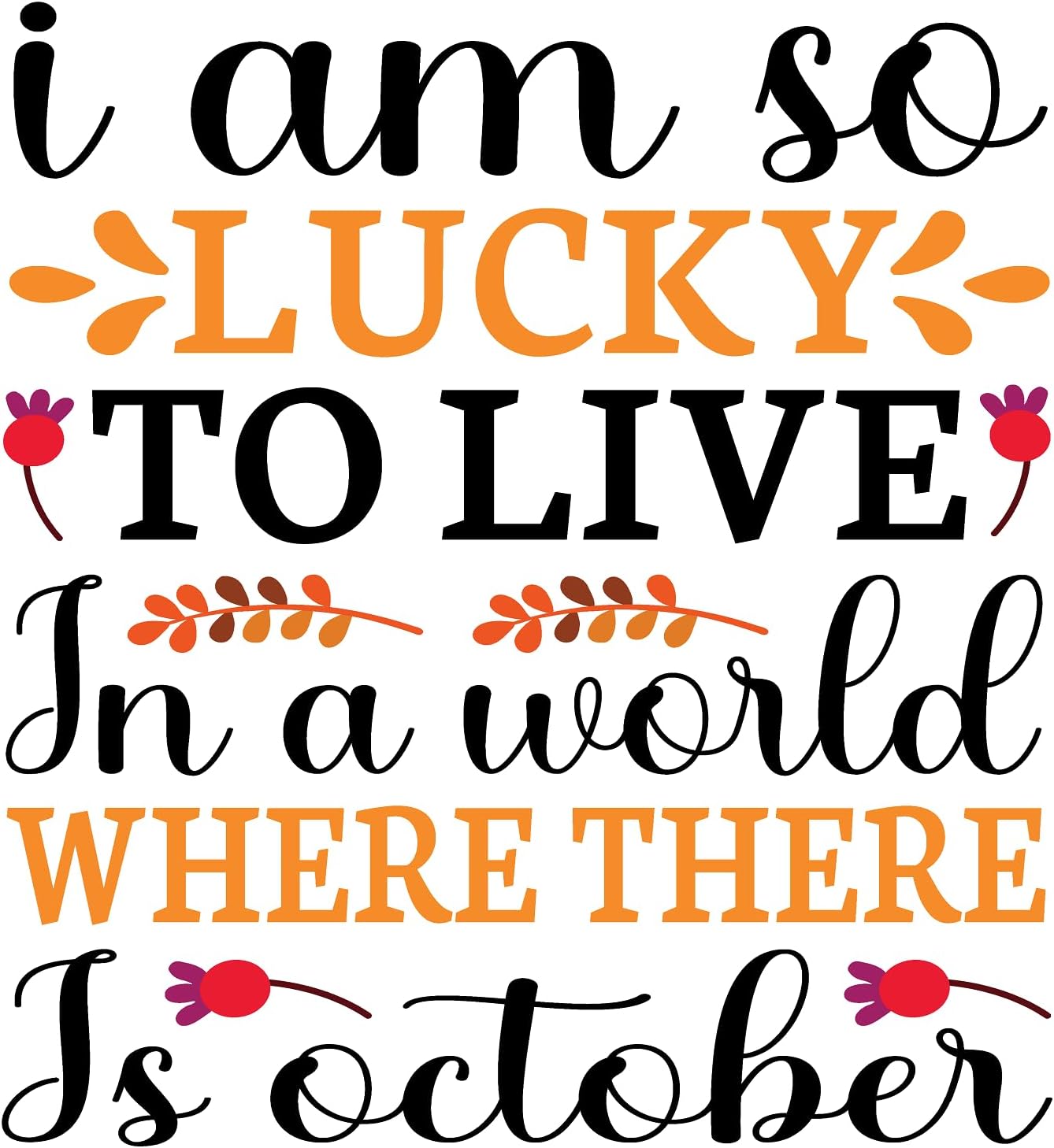 Inspirational Quote I Am So Lucky To live In A World Where There Is October Motivational Sticker Vinyl Decal Motivation Stickers- 5" Vinyl Sticker Waterproof