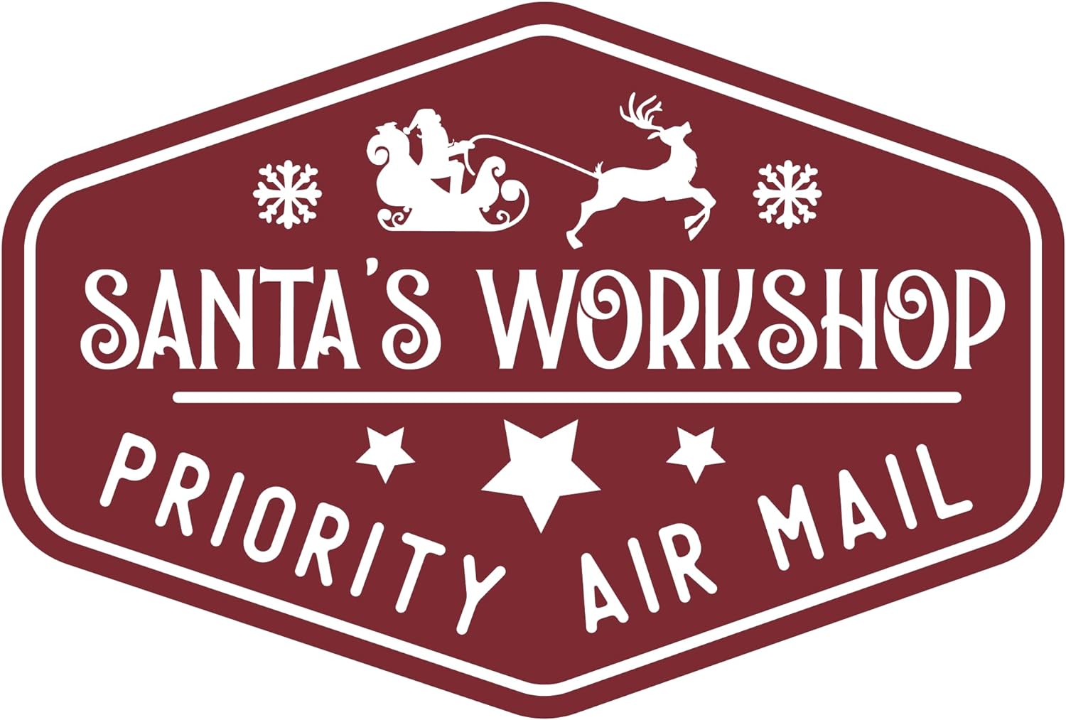 Inspirational Quote Santa's Workshop Priority Air Mail Motivational Sticker Vinyl Decal Motivation Stickers- 5" Vinyl Sticker Waterproof