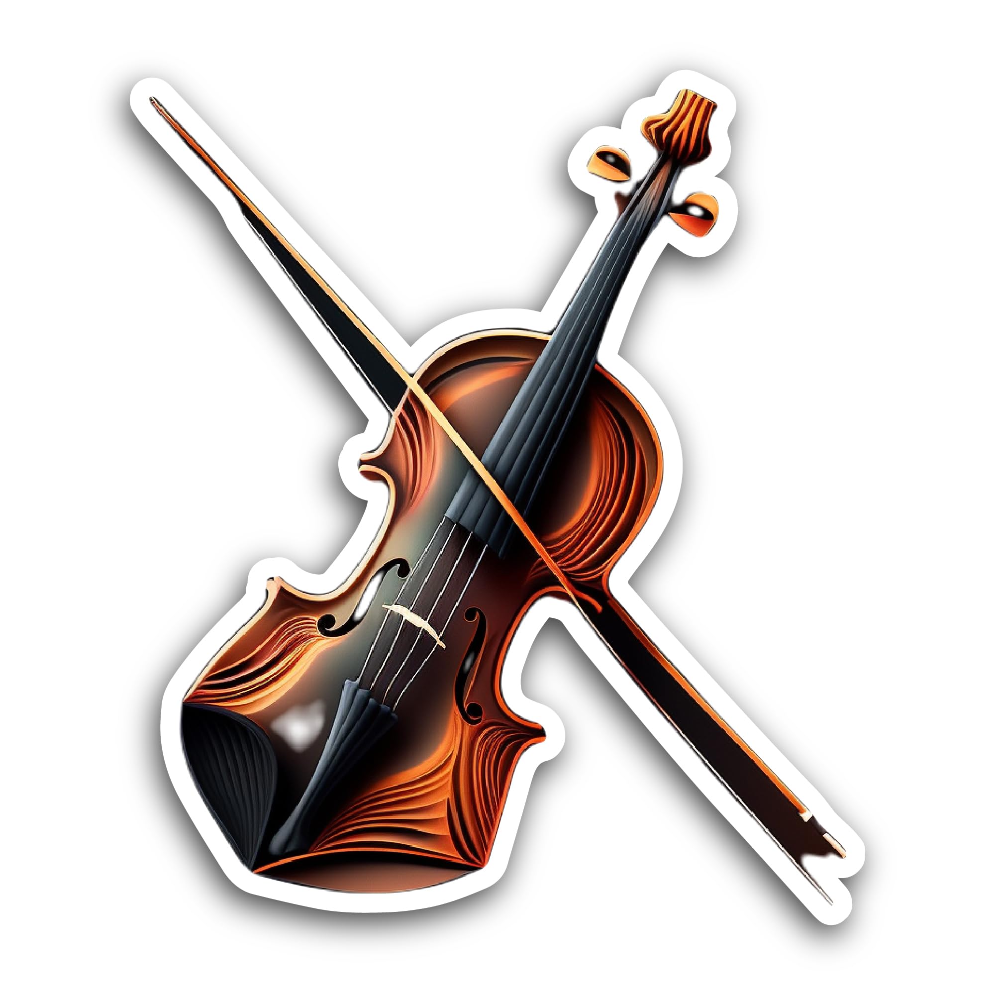 2 (Pieces) 3" and 5" Violin Sticker, Waterproof Vinyl Decals for Many Purpose Like Cars, Trucks, Lap