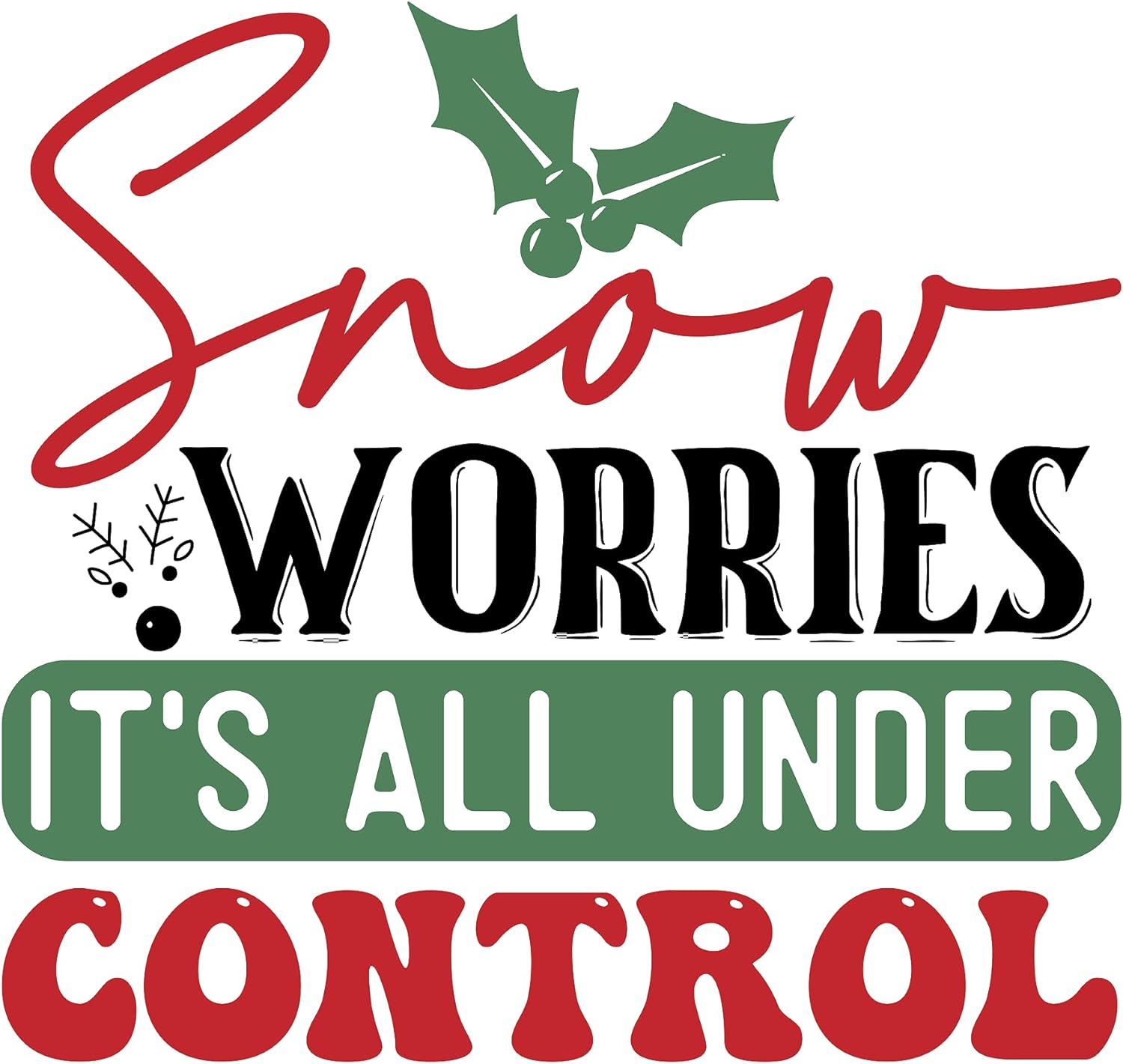 Inspirational Quote Snow Worries It's All Under Control Beautiful Gift Motivational Sticker Vinyl Decal Motivation Stickers- 5" Vinyl Sticker Waterproof
