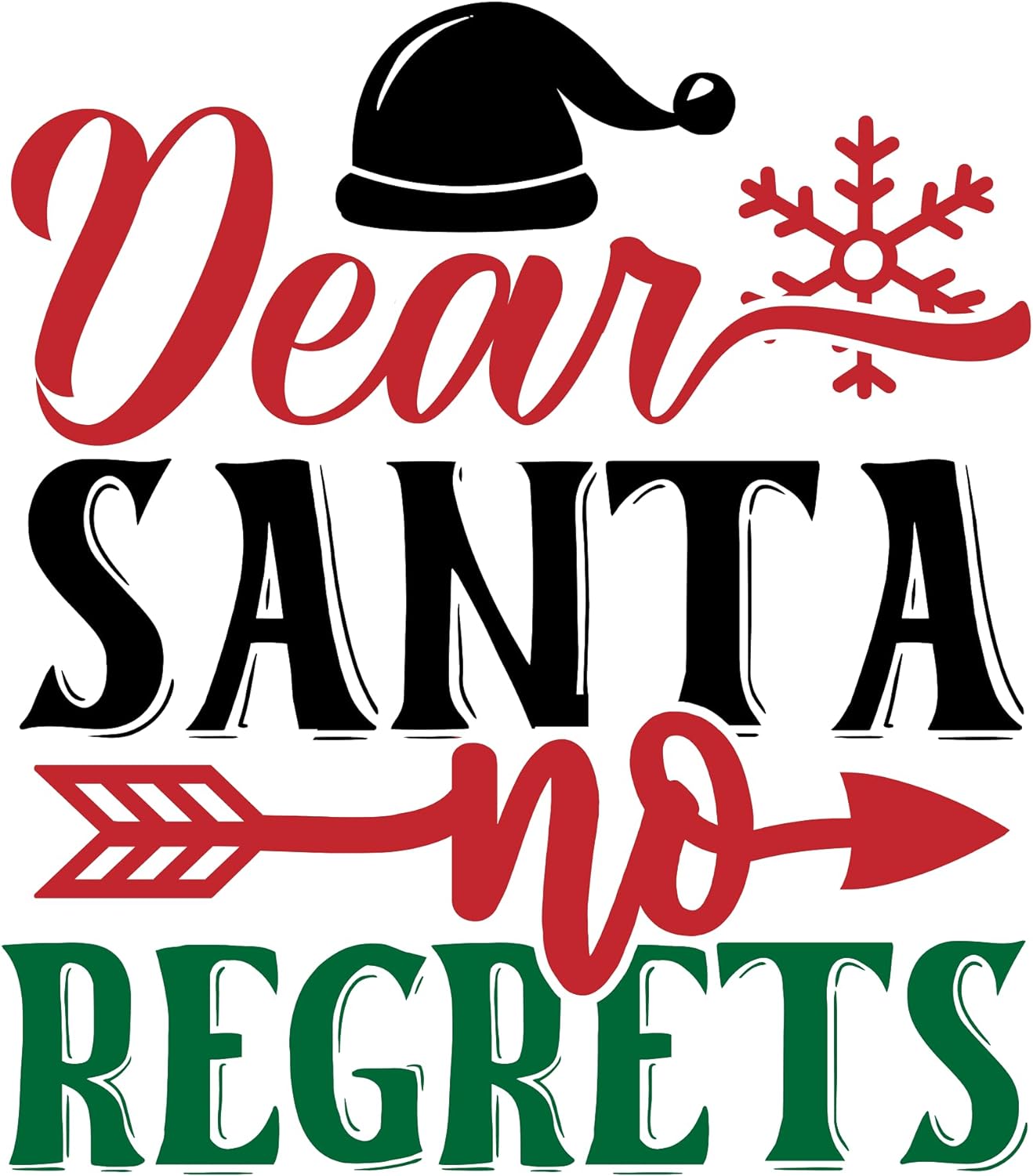Inspirational Quote Dear Santa No Regrets Motivational Sticker Vinyl Decal Motivation Stickers- 5" Vinyl Sticker Waterproof