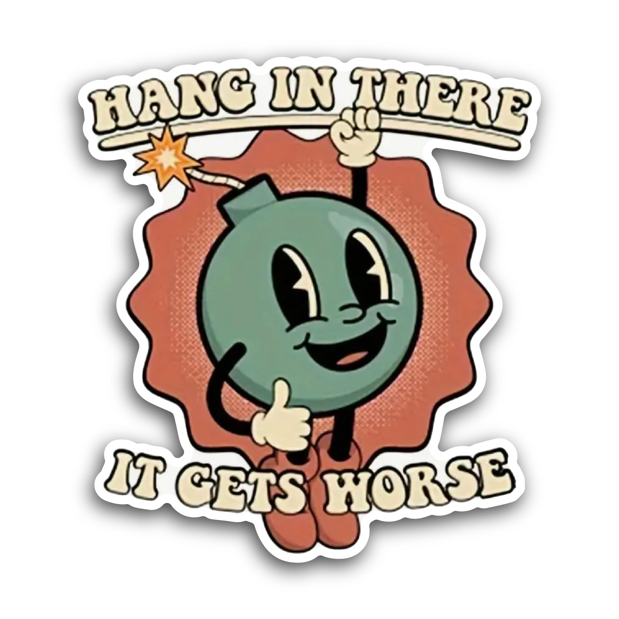 2 (Pieces) 3" and 5" Hang in There - It Gets Worse Sticker, Waterproof Vinyl Decals for Many Purpose