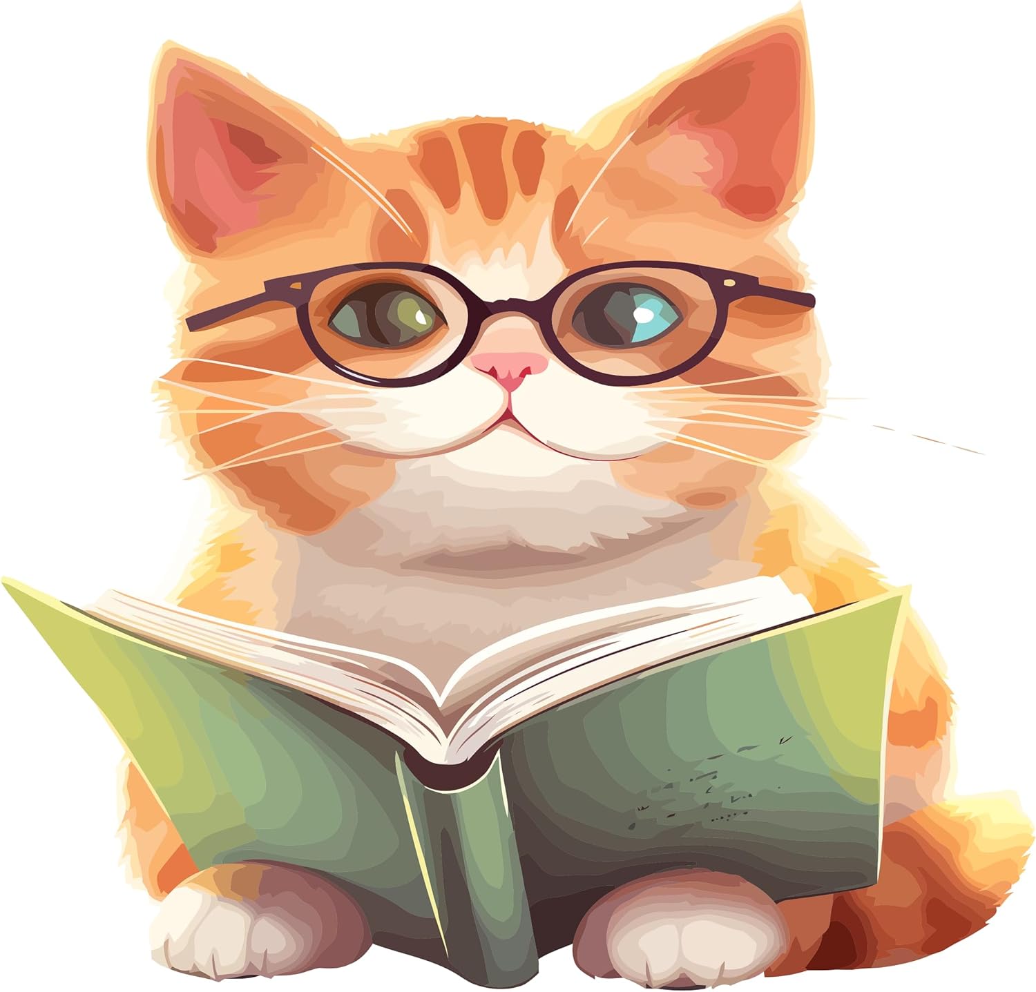 Inspirational Quote Shiny Cat Book Reading Wearing Glasses Motivational Sticker Vinyl Decal Motivation Stickers- 5" Vinyl Sticker Waterproof