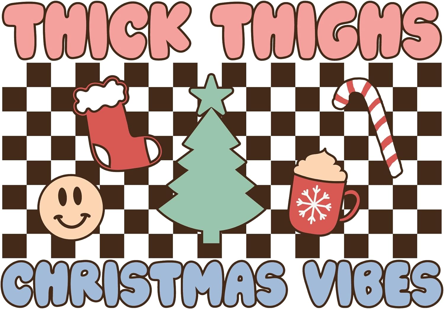 Inspirational Quote Thick Thighs Christmas Vibes Xmas Tree Motivational Sticker Vinyl Decal Motivation Stickers- 5" Vinyl Sticker Waterproof