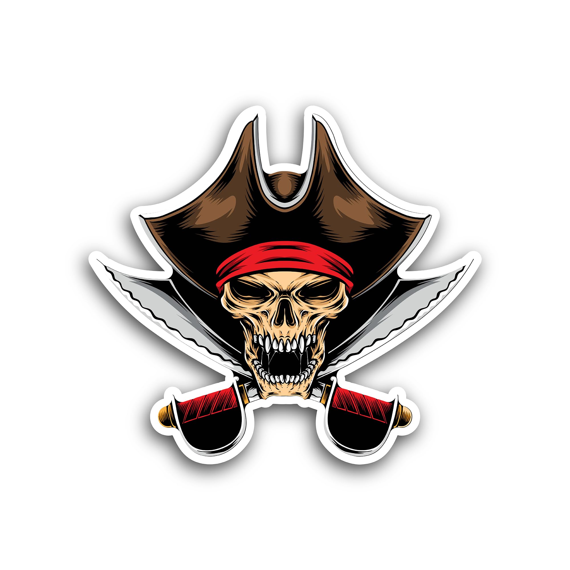 2 (Pieces) 3" and 5" Crossbone Skull Pirate Sticker, Waterproof Vinyl Decals for Many Purpose Like C