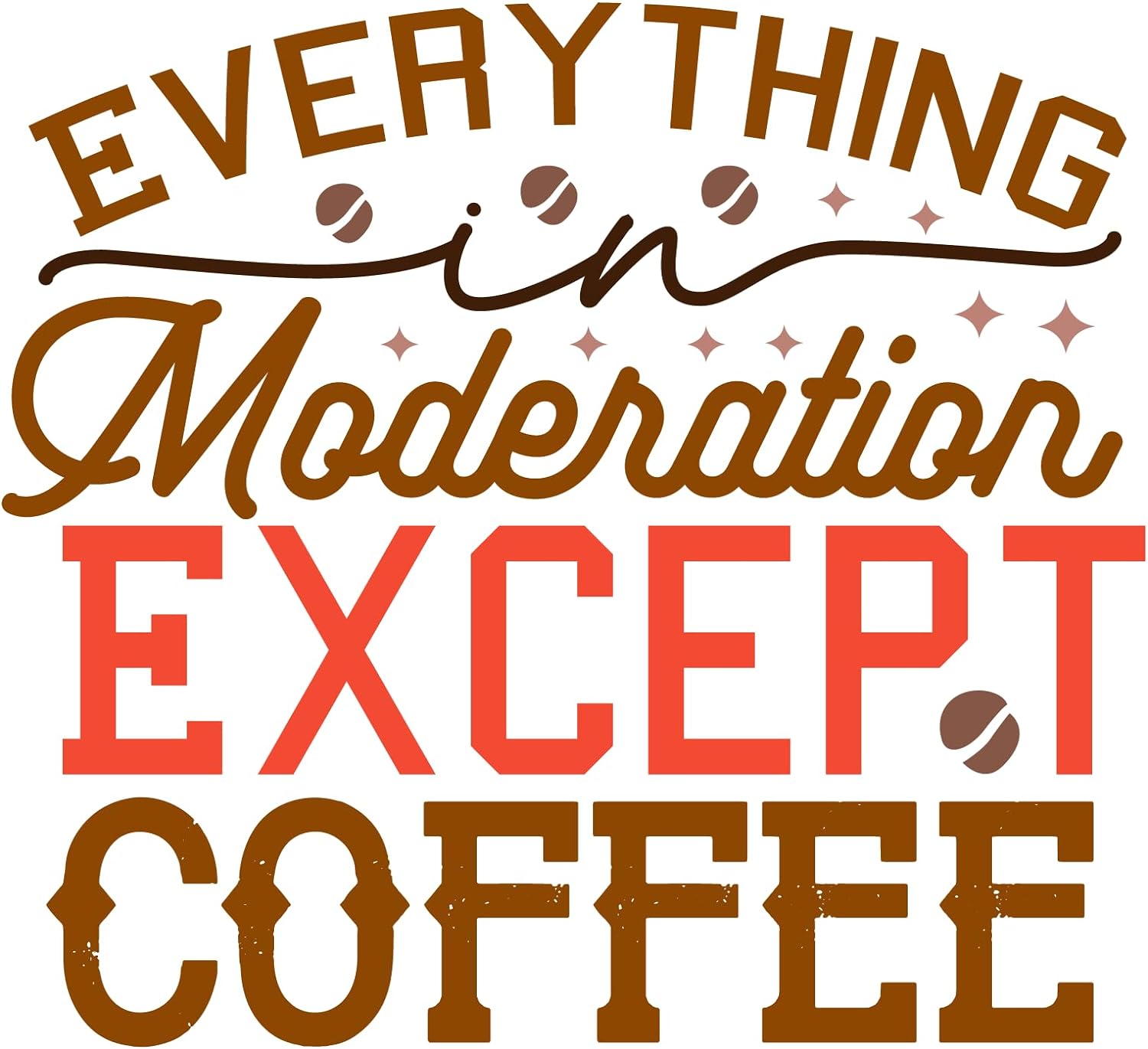 Inspirational Quote "Everything in Moderation Except Coffee" Motivational Sticker Vinyl Decal Motivation Stickers- 5" Vinyl Sticker Waterproof