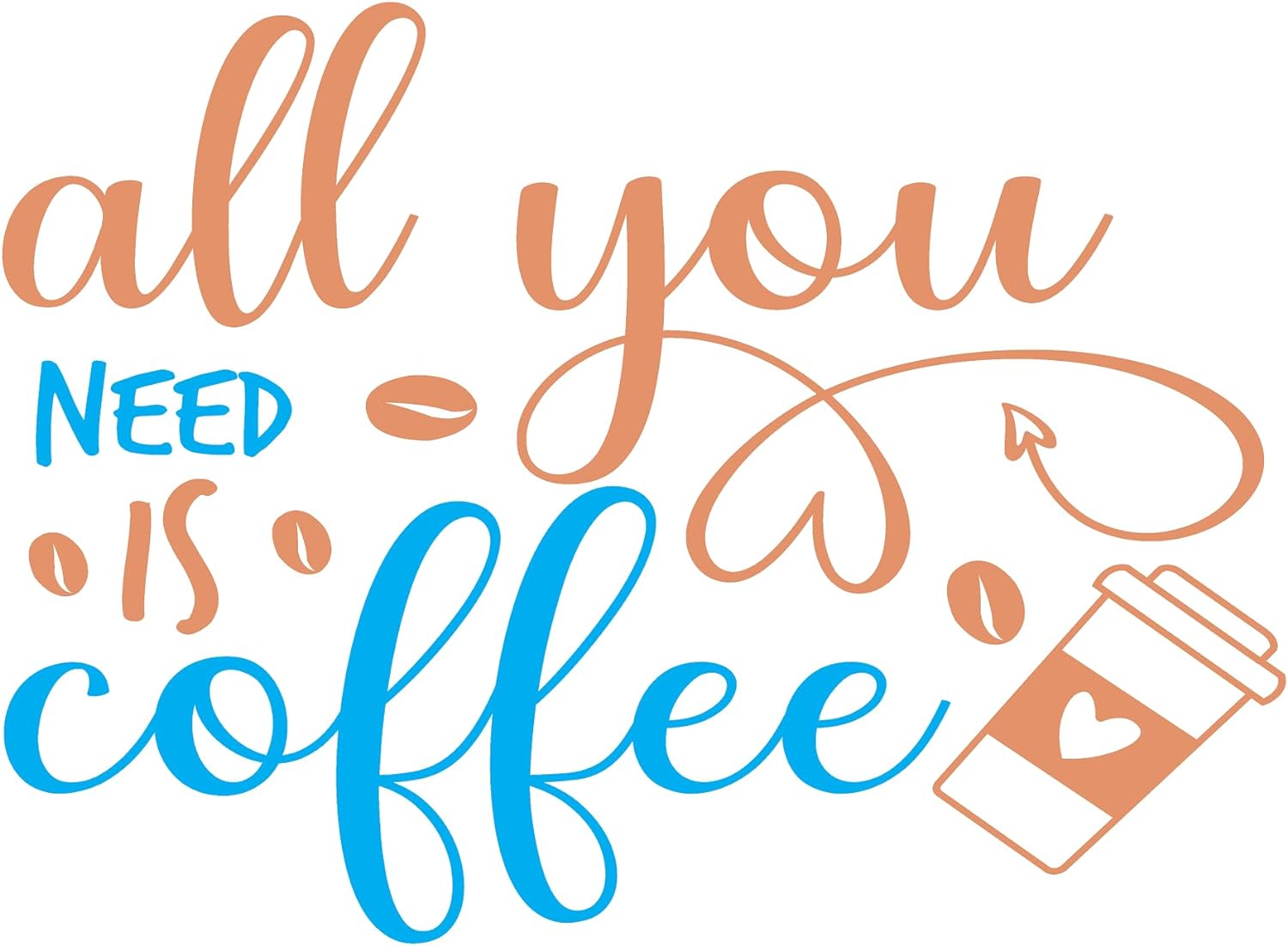 Inspirational Quote "All You Need is Coffee-" Motivational Sticker Vinyl Decal Motivation Stickers- 5" Vinyl Sticker Waterproof