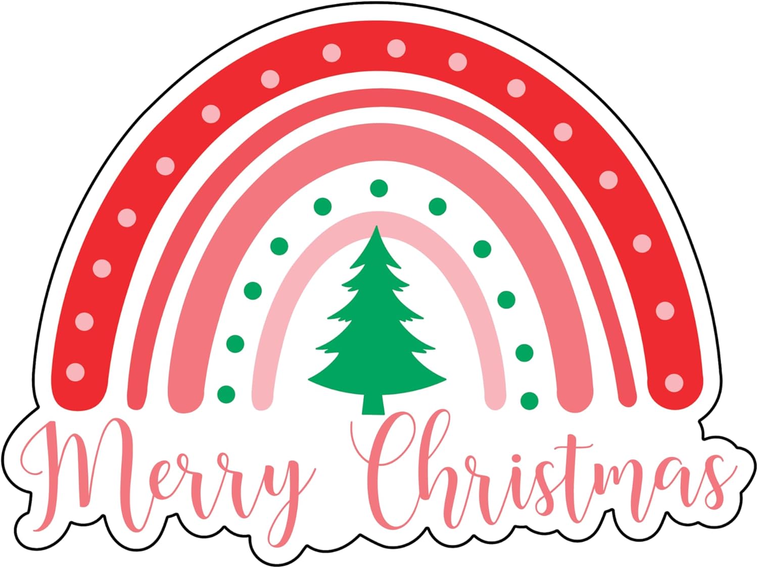 Inspirational Quote Merry Christmas Green Tree and Rainbow Style Motivational Sticker Vinyl Decal Motivation Stickers- 5" Vinyl Sticker Waterproof