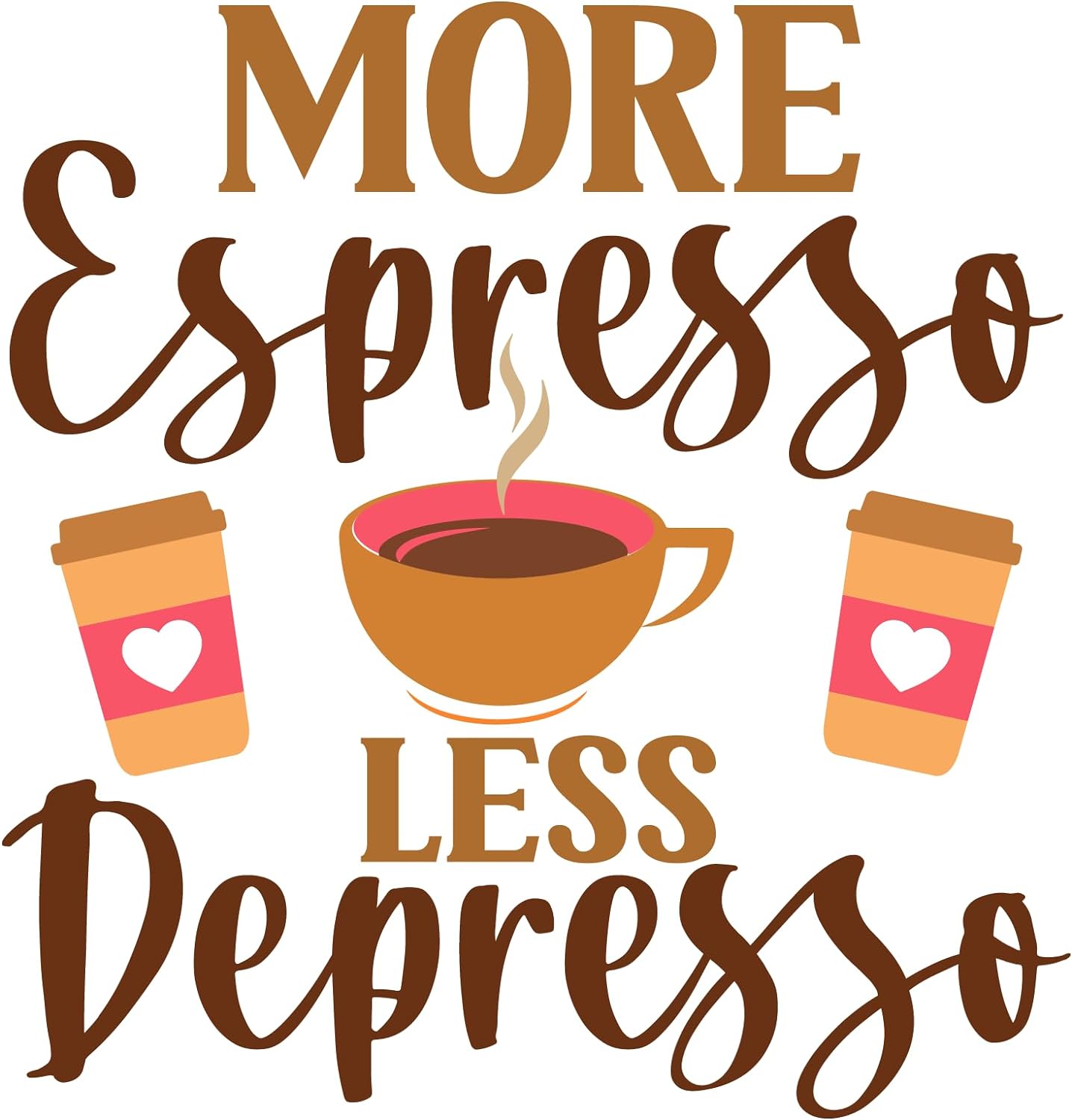 Inspirational Quote "More Espresso Less Depresso" Motivational Sticker Vinyl Decal Motivation Stickers- 5" Vinyl Sticker Waterproof