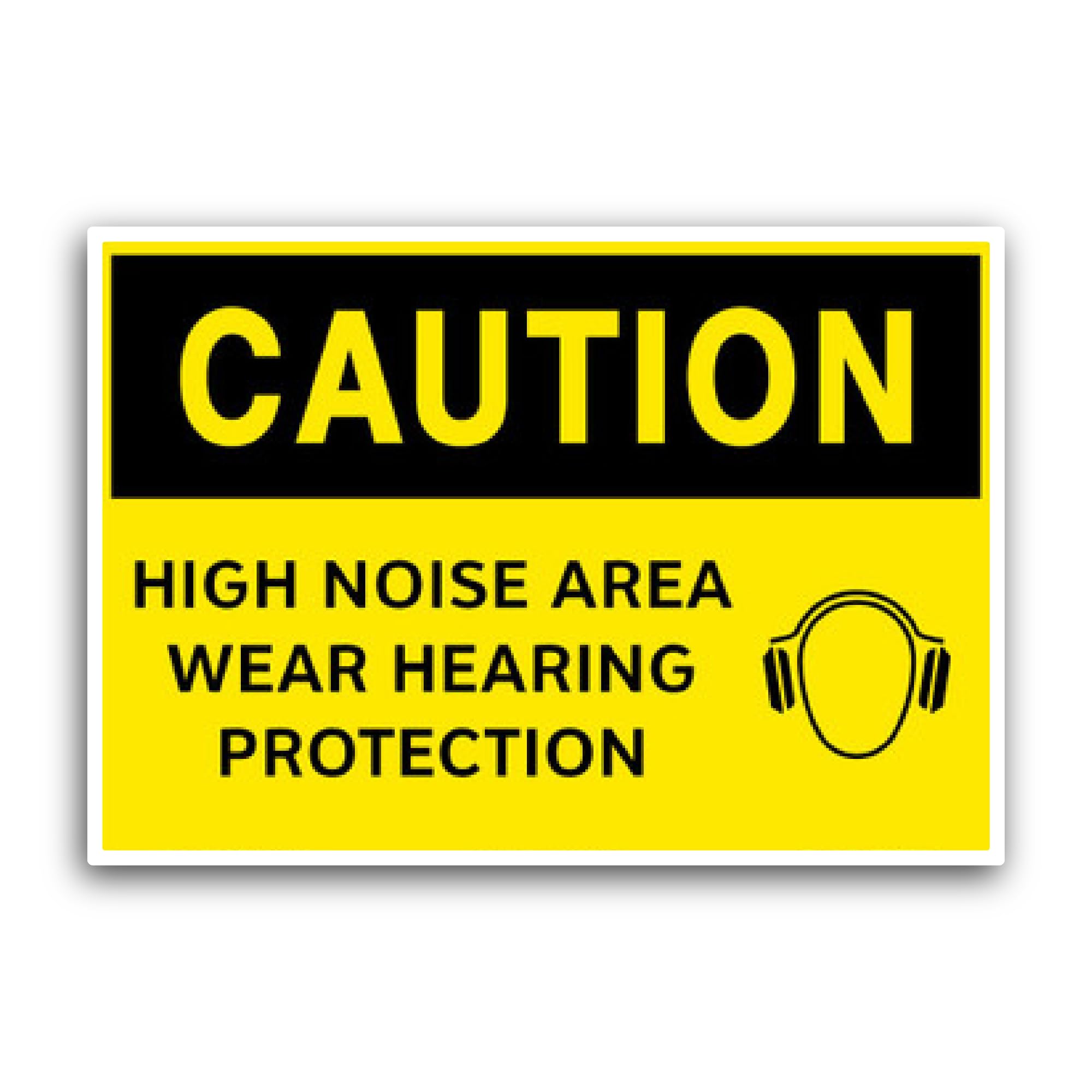 2 (Pieces) 3" and 5" Caution/High Noise Area Sign Sticker, Waterproof Vinyl Decals for Many Purpose