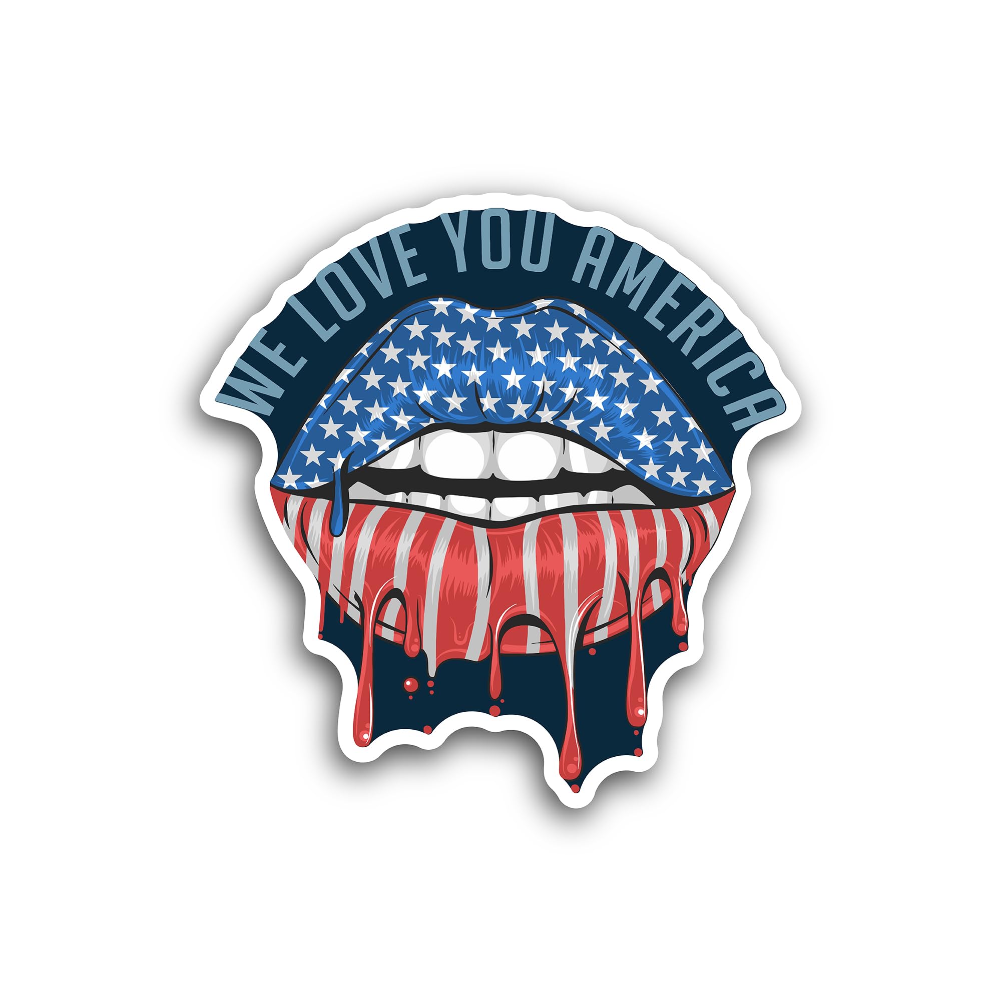 2 (Pieces) 3" and 5" American Flag Shaped Lips Sticker, Waterproof Vinyl Decals for Many Purpose Lik