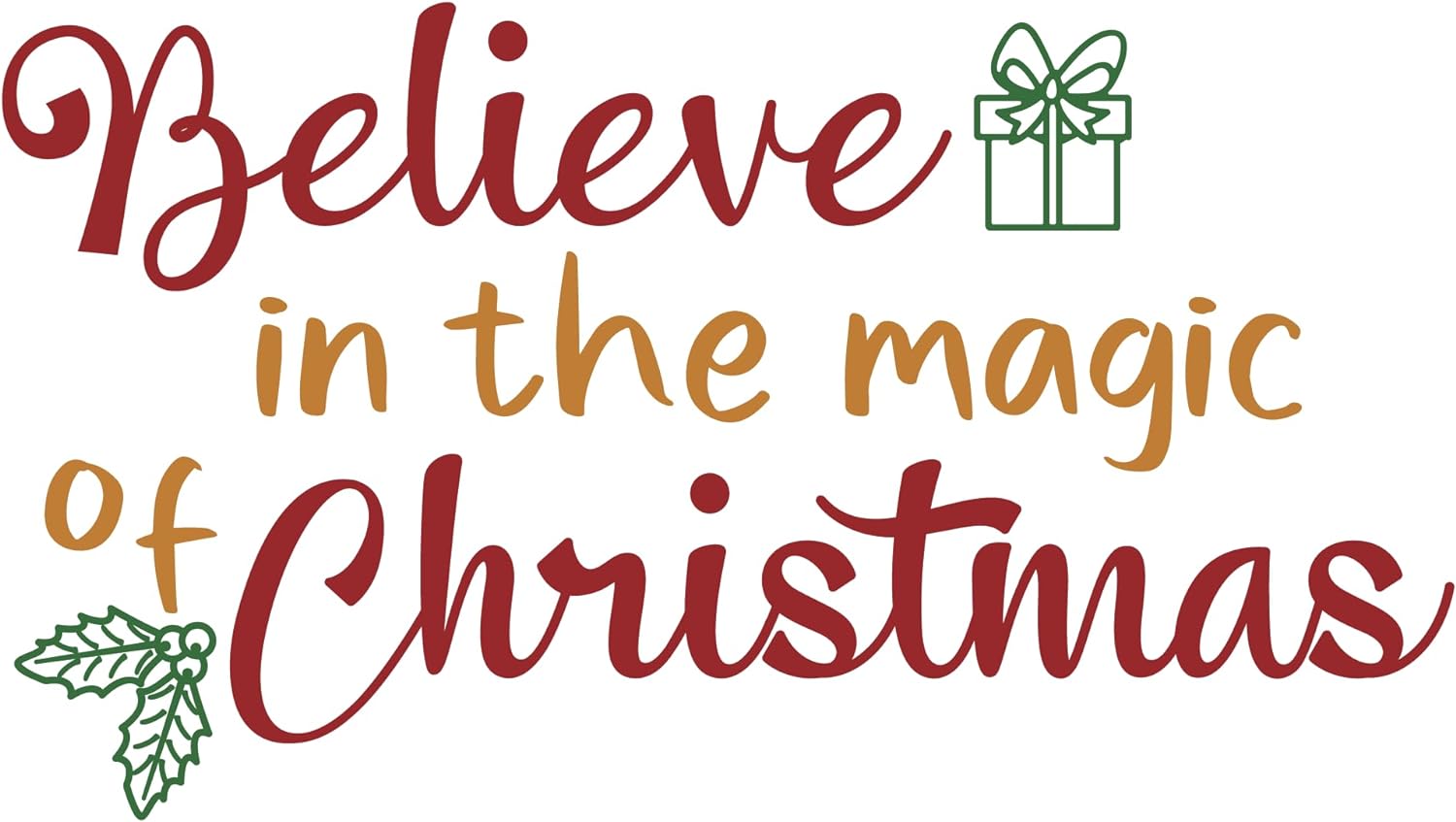 Inspirational Quote Believe in The Magic of Christmas, Motivational Sticker Vinyl Decal Motivation Stickers- 5" Vinyl Sticker Waterproof