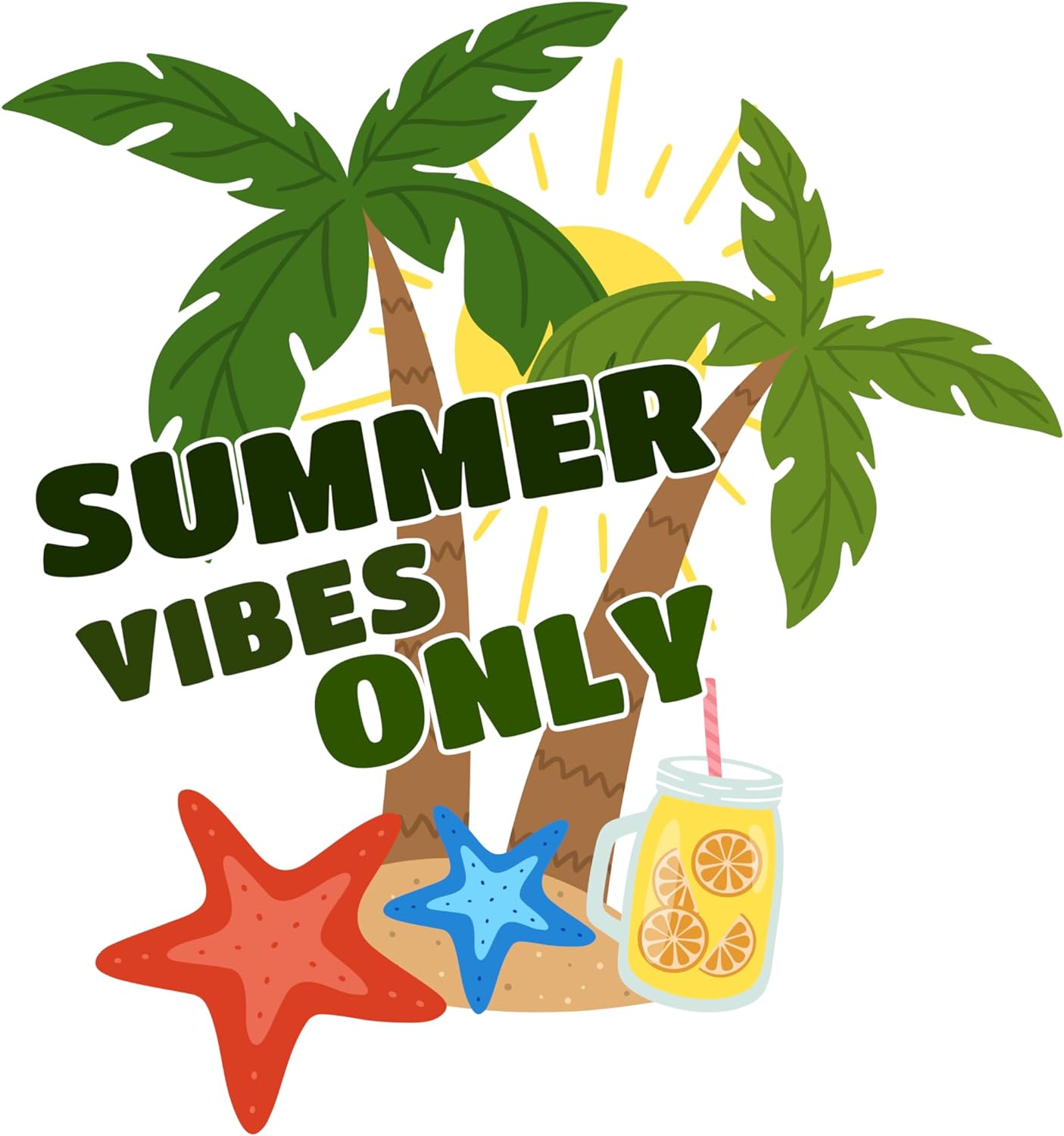 Inspirational Quote "Only Summer Vibes" Motivational Sticker Vinyl Decal Motivation Stickers - 5" Vinyl Sticker Waterproof.