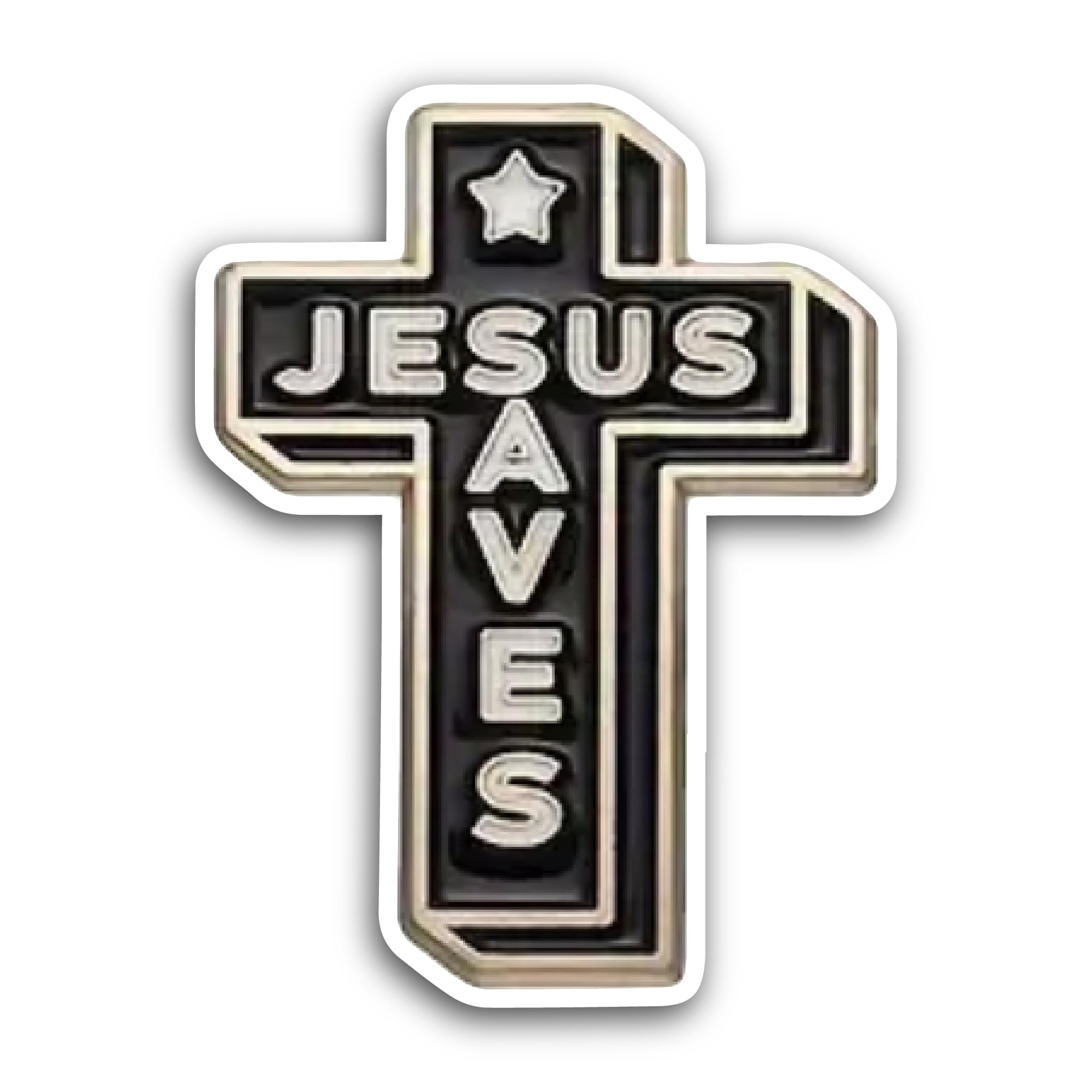 2 (Pieces) 3" and 5" Jesus Saves Cross Sticker, Waterproof Vinyl Decals for Many Purpose Like Cars,