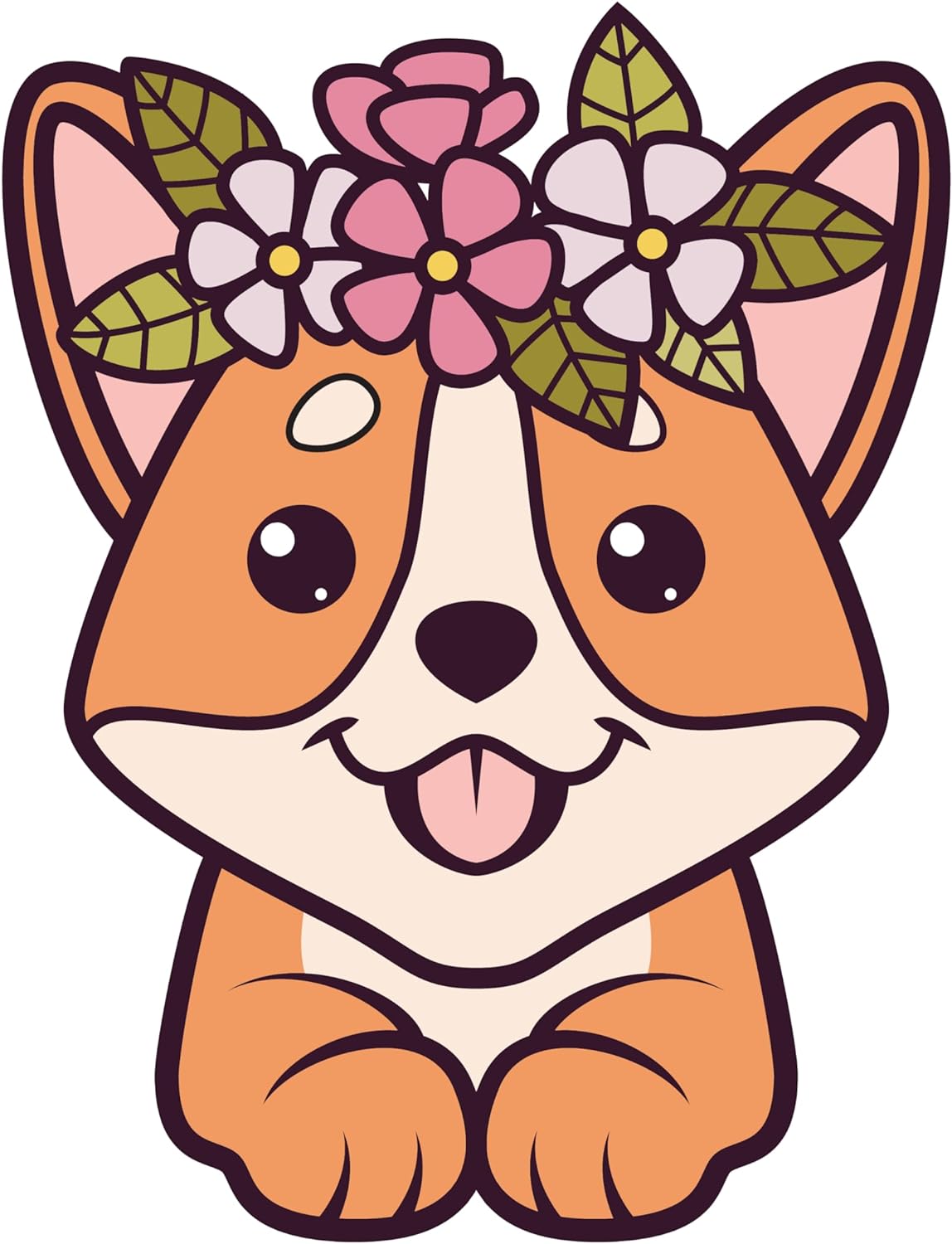 Inspirational Quote "Cute Dog with Pink and White Flower" Motivational Sticker Vinyl Decal Motivation Stickers- 5" Vinyl Sticker Waterproof