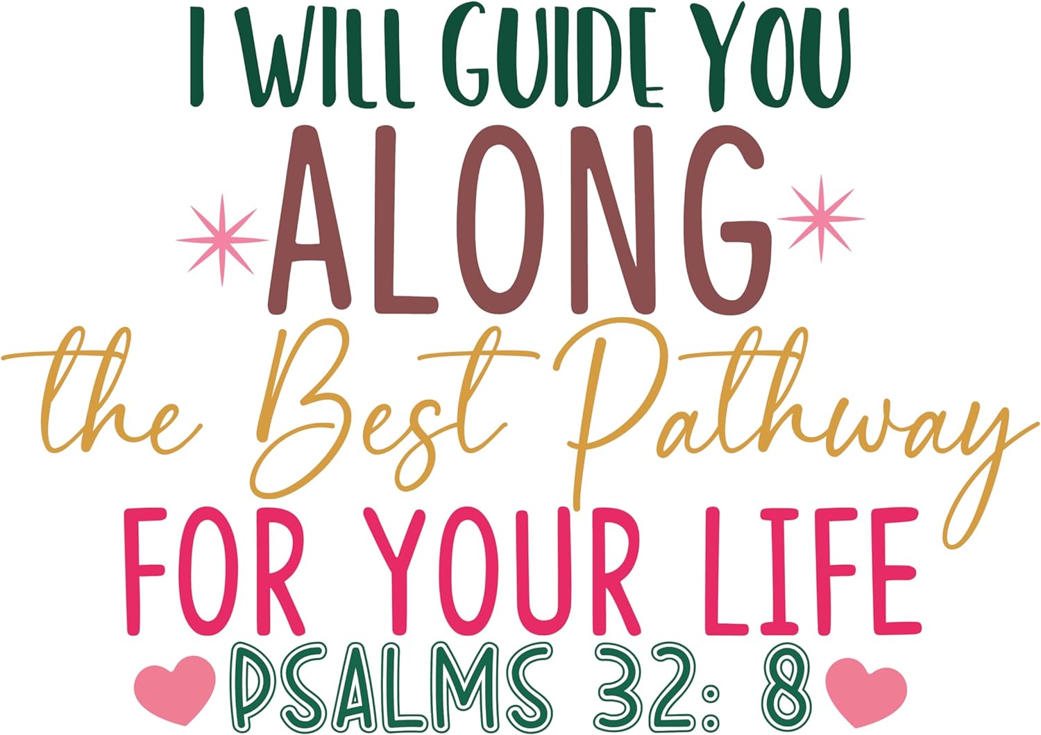 Inspirational Quote "I Will Guide You Along The Best PathWay For Your Life PSALM 32:8, Sticker Gift" Motivational Sticker Vinyl Decal Motivation Stickers- 5" Vinyl Sticker Waterproof
