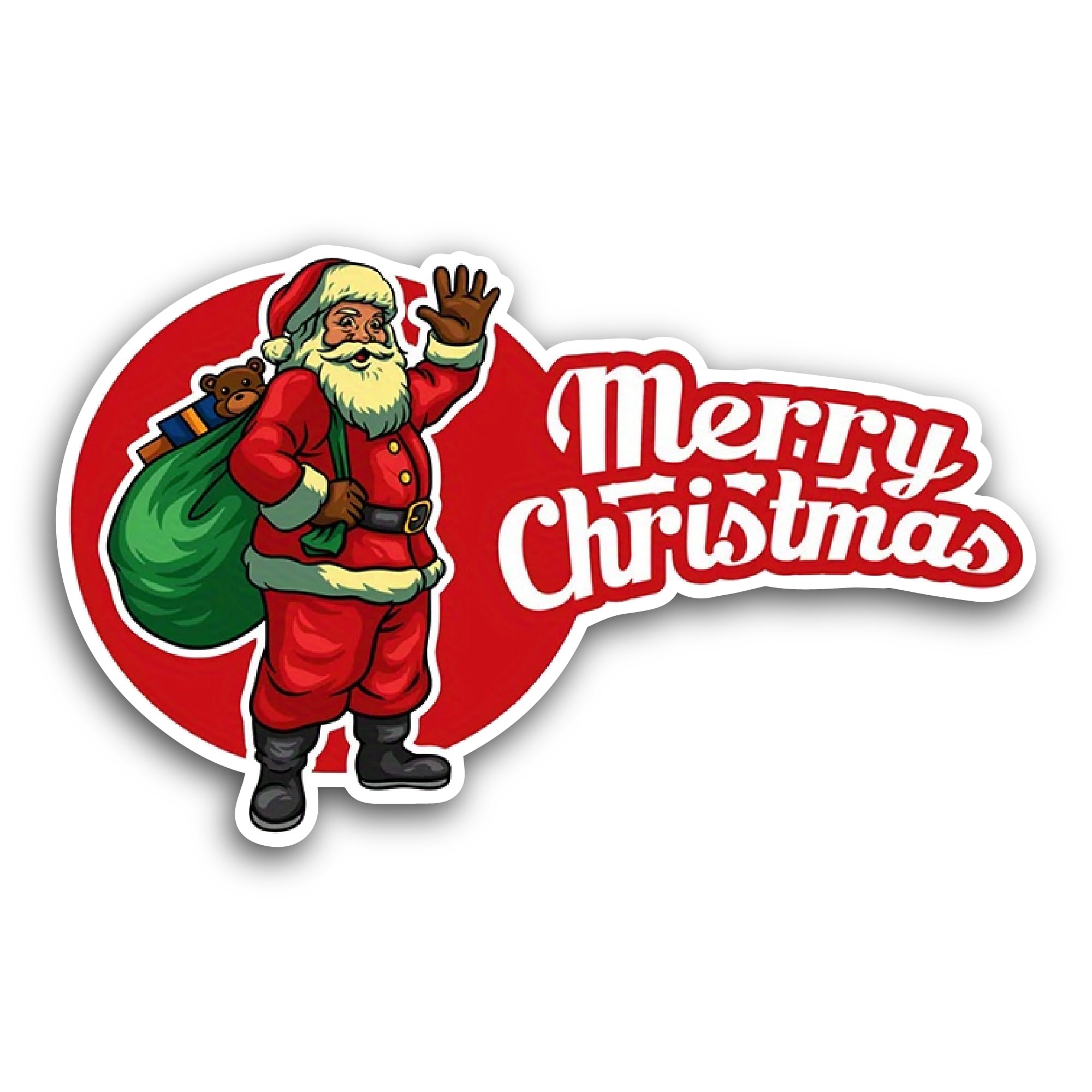 2 (Pieces) 3" and 5" Merry Christmas with Santa Sticker, Waterproof Vinyl Decals for Many Purpose Li
