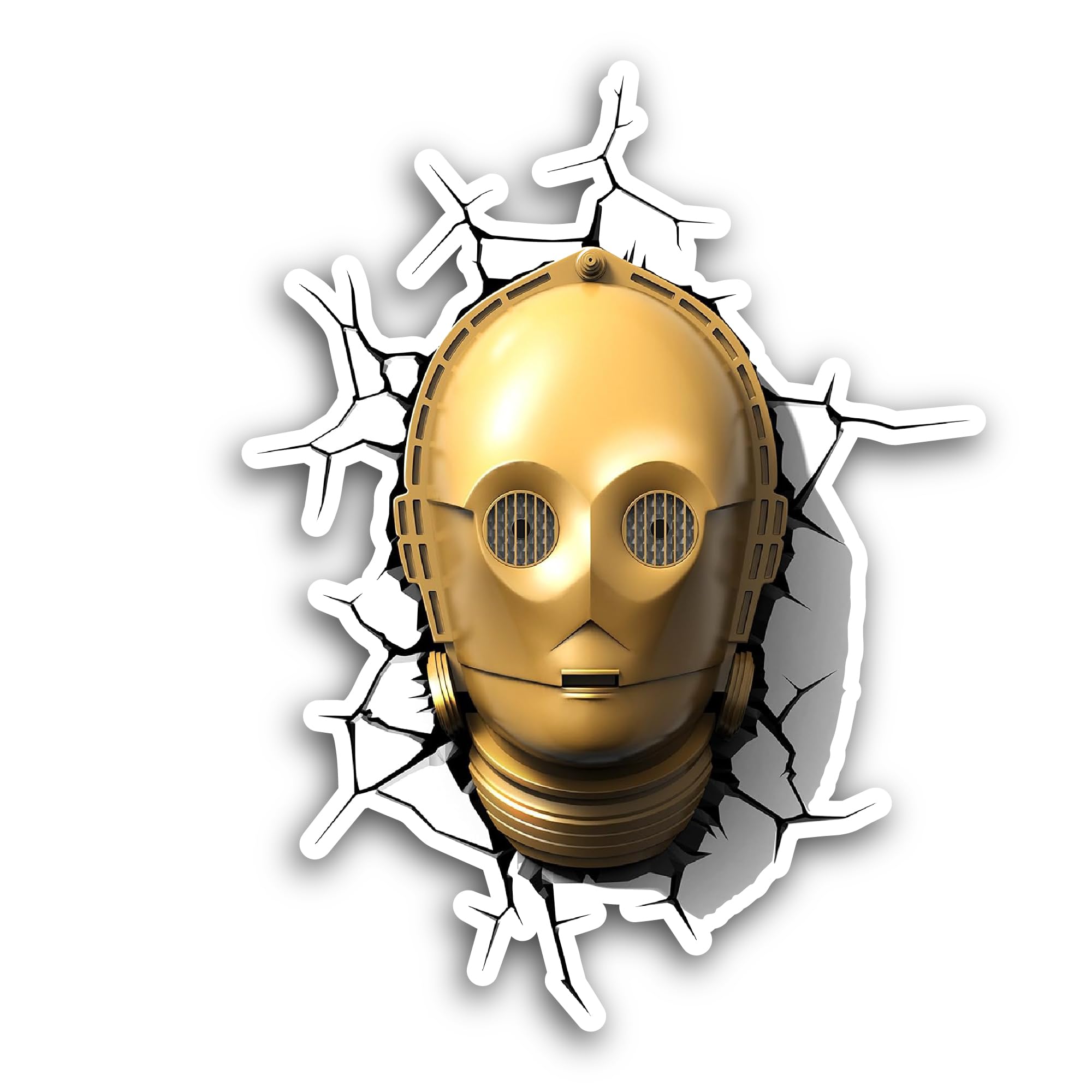 2 (Pieces) 3" and 5" Golden Face Mask Sticker, Waterproof Vinyl Decals for Many Purpose Like Cars, T