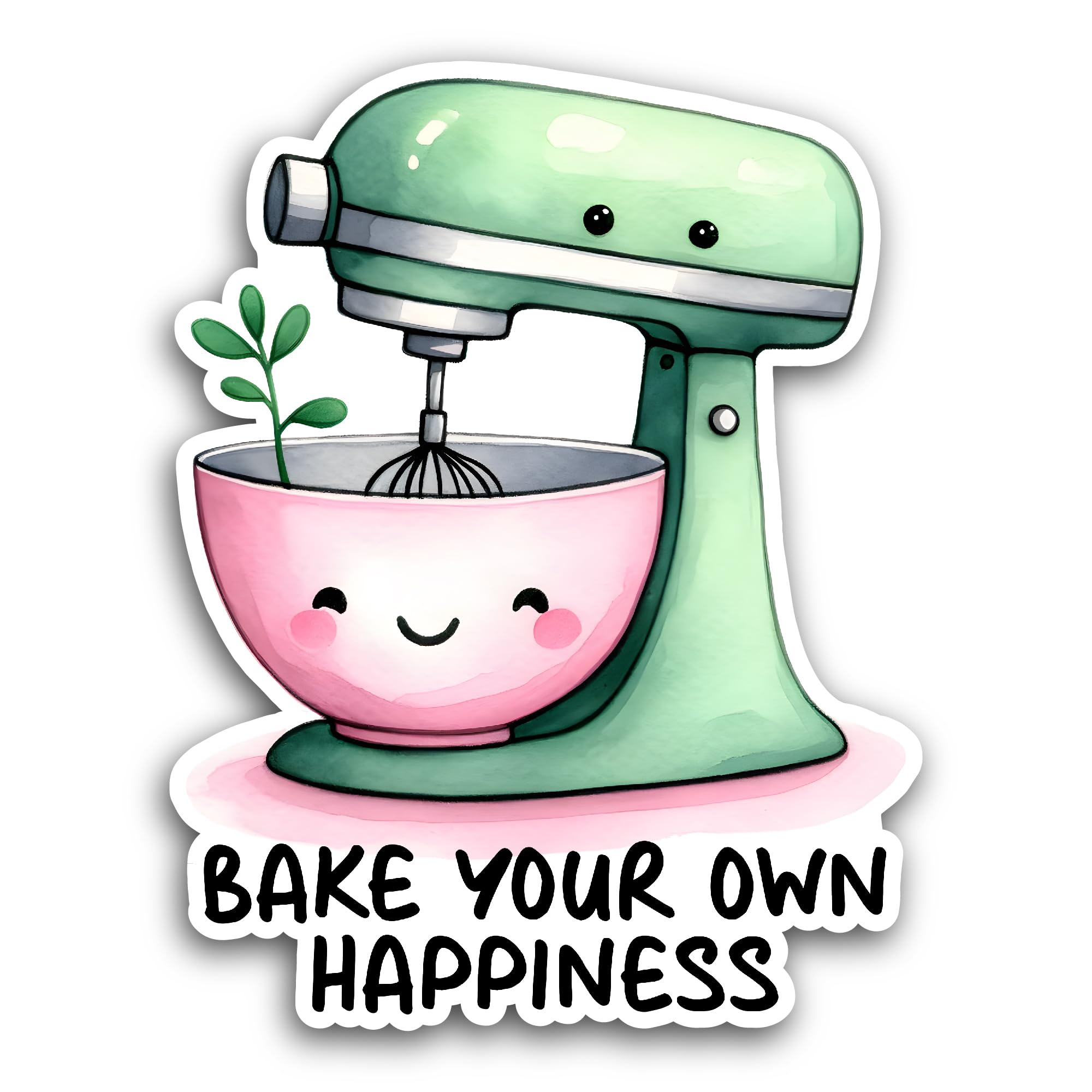 2 (Pieces) 3" and 5" Bake Your Own Happiness Sticker, Waterproof Vinyl Decals for Many Purpose Like