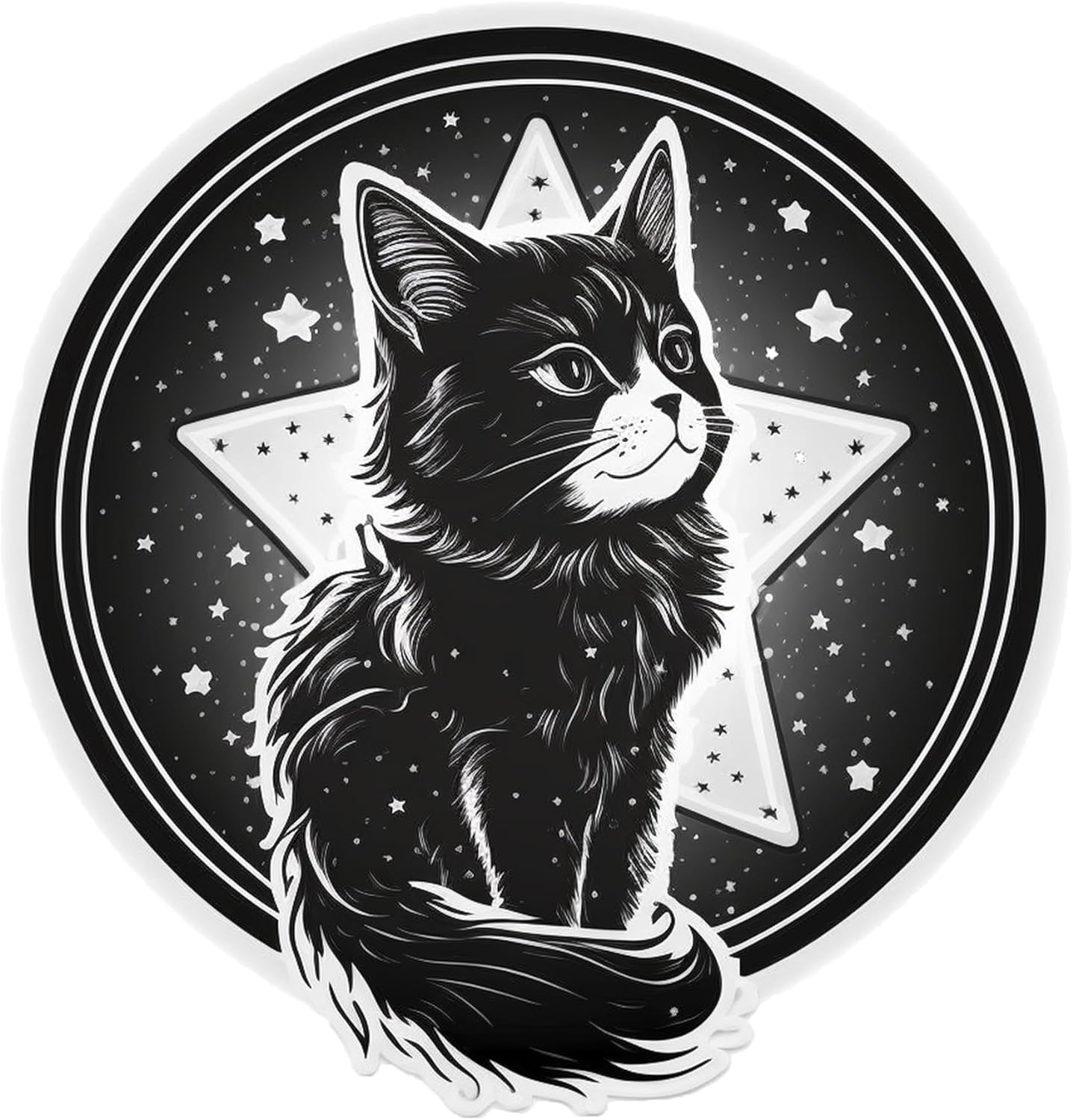 Inspirational Quote "Black Shiny Cat in The Circle" Motivational Sticker Vinyl Decal Motivation Stickers- 5" Vinyl Sticker Waterproof