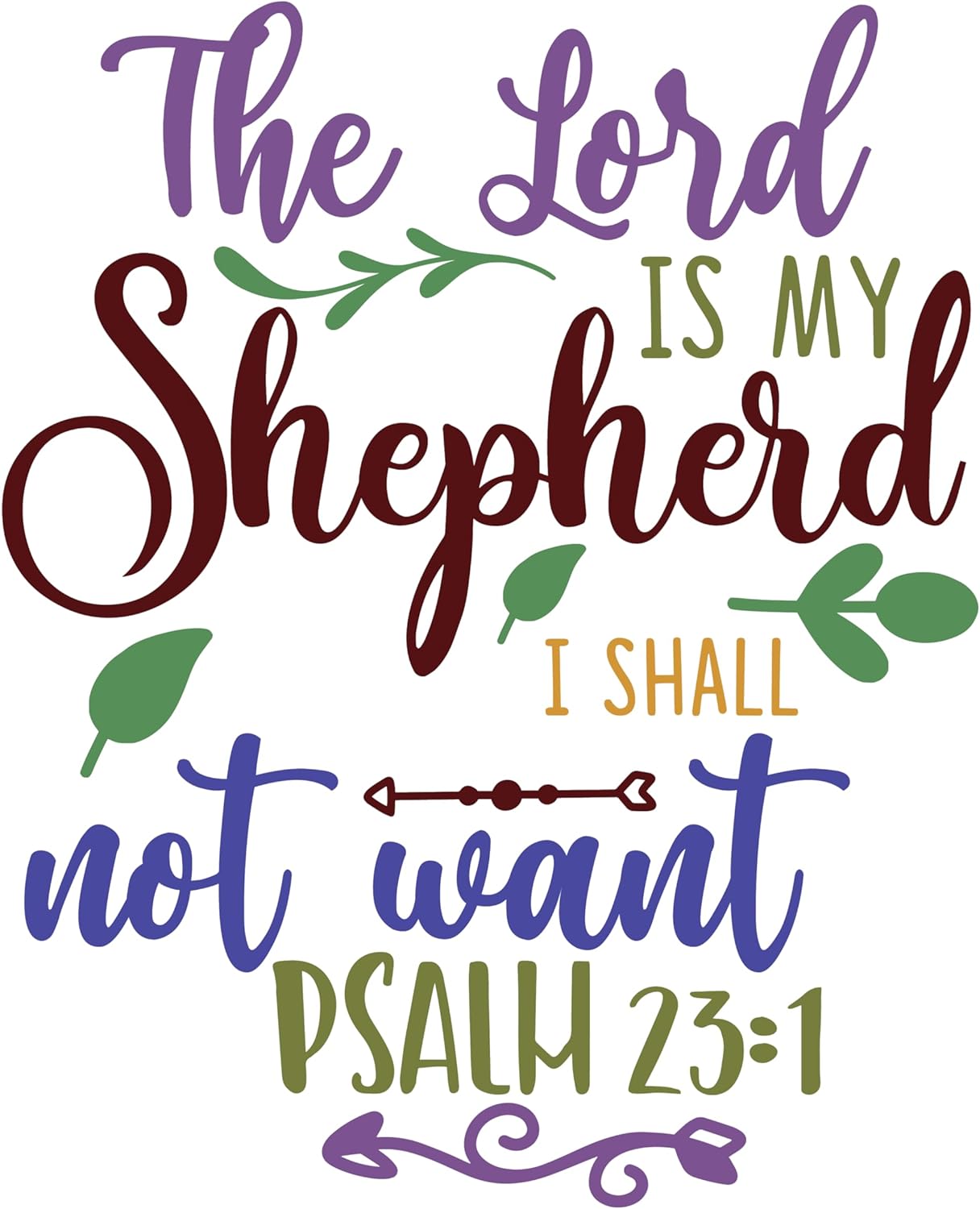 Inspirational Quote "The Lord is My Shepherd I Shall Not Want PSALM 23:1, Sticker Gift" Motivational Sticker Vinyl Decal Motivation Stickers- 5" Vinyl Sticker Waterproof