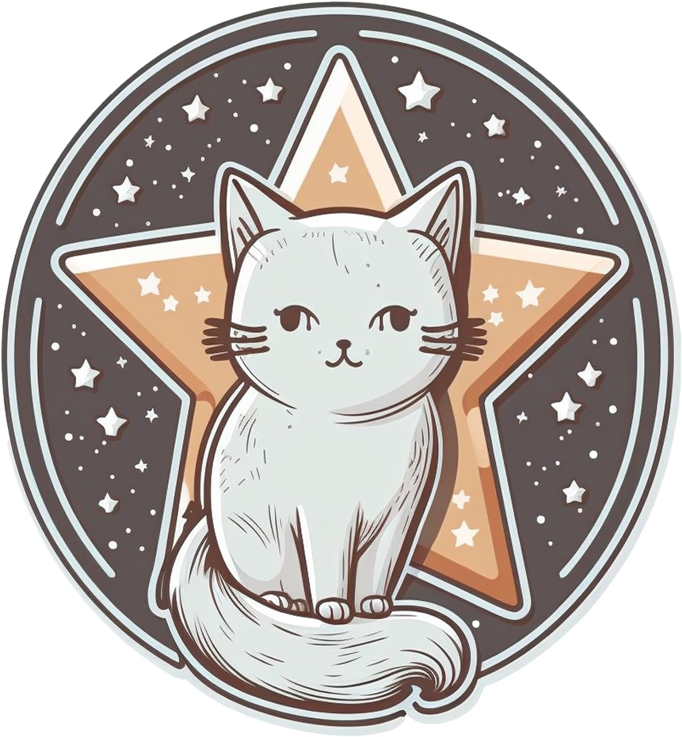 Inspirational Quote "White Beautiful Cat With Star Sticker" Motivational Sticker Vinyl Decal Motivation Stickers- 5" Vinyl Sticker Waterproof